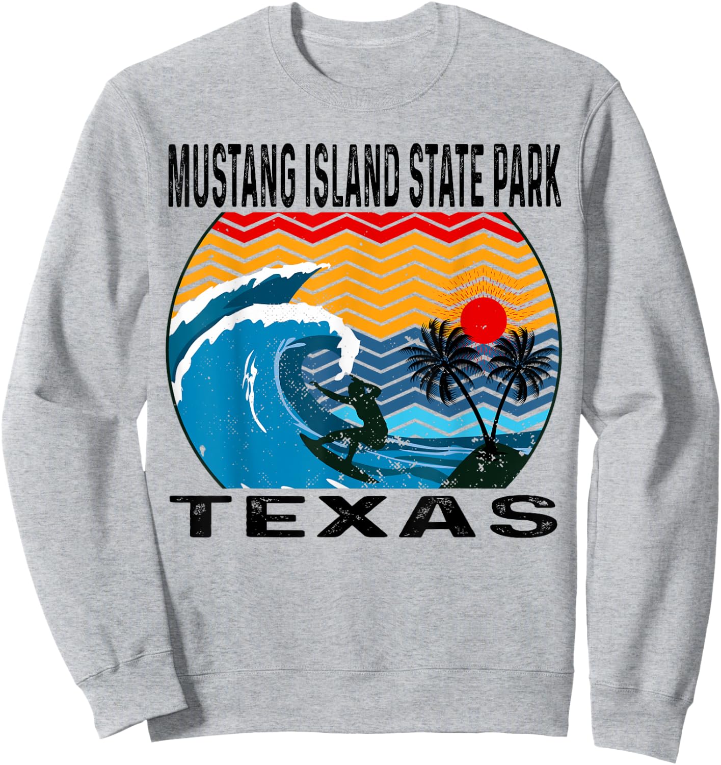 Mustang Island State Park Texas Surfing Surfboard Sweatshirt - Sweatshirt | Ash