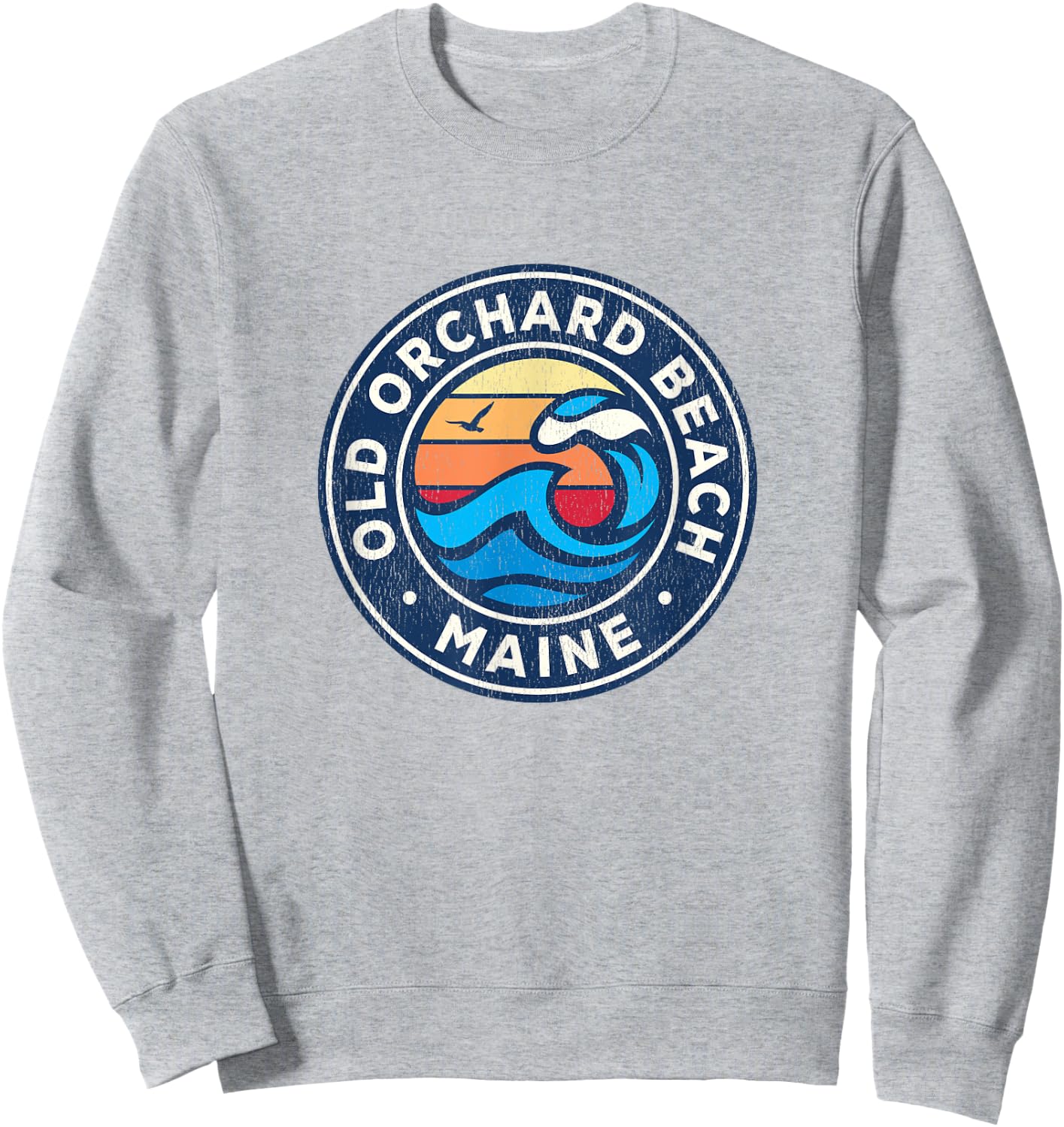 Old Orchard Beach Maine ME Vintage Nautical Waves Design Sweatshirt - Sweatshirt | Ash