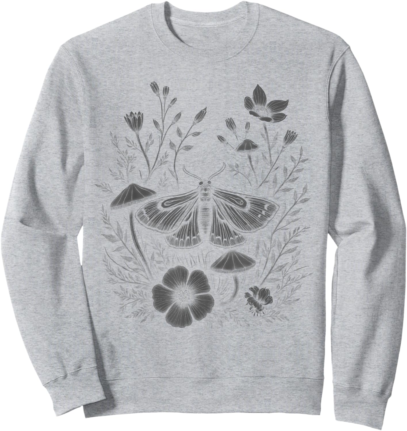 Cute Fairycore Floral Moth Aesthetic Women Girls Sweatshirt - Sweatshirt | Ash