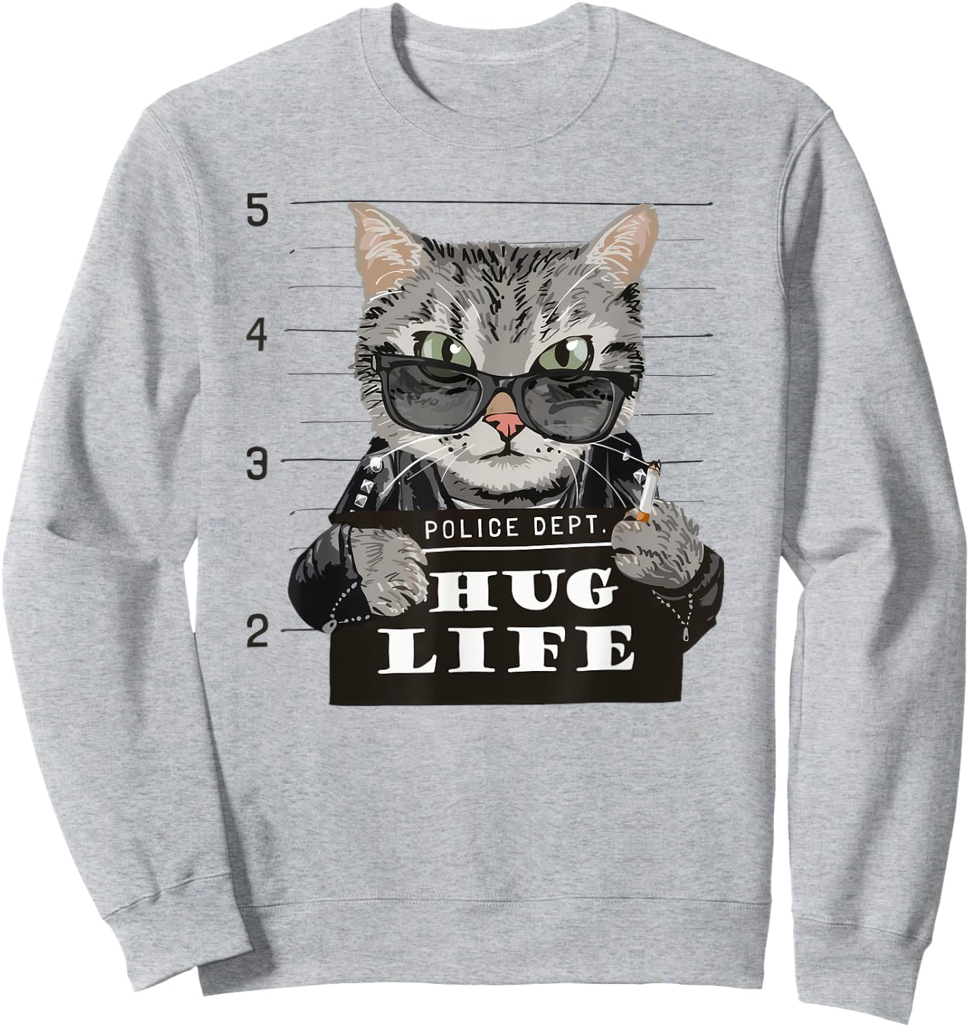 Hug-Life Funny Cat Kitten Kitty Thug Gangster Police Dept Men Women Kids Sweatshirt - Sweatshirt | Ash