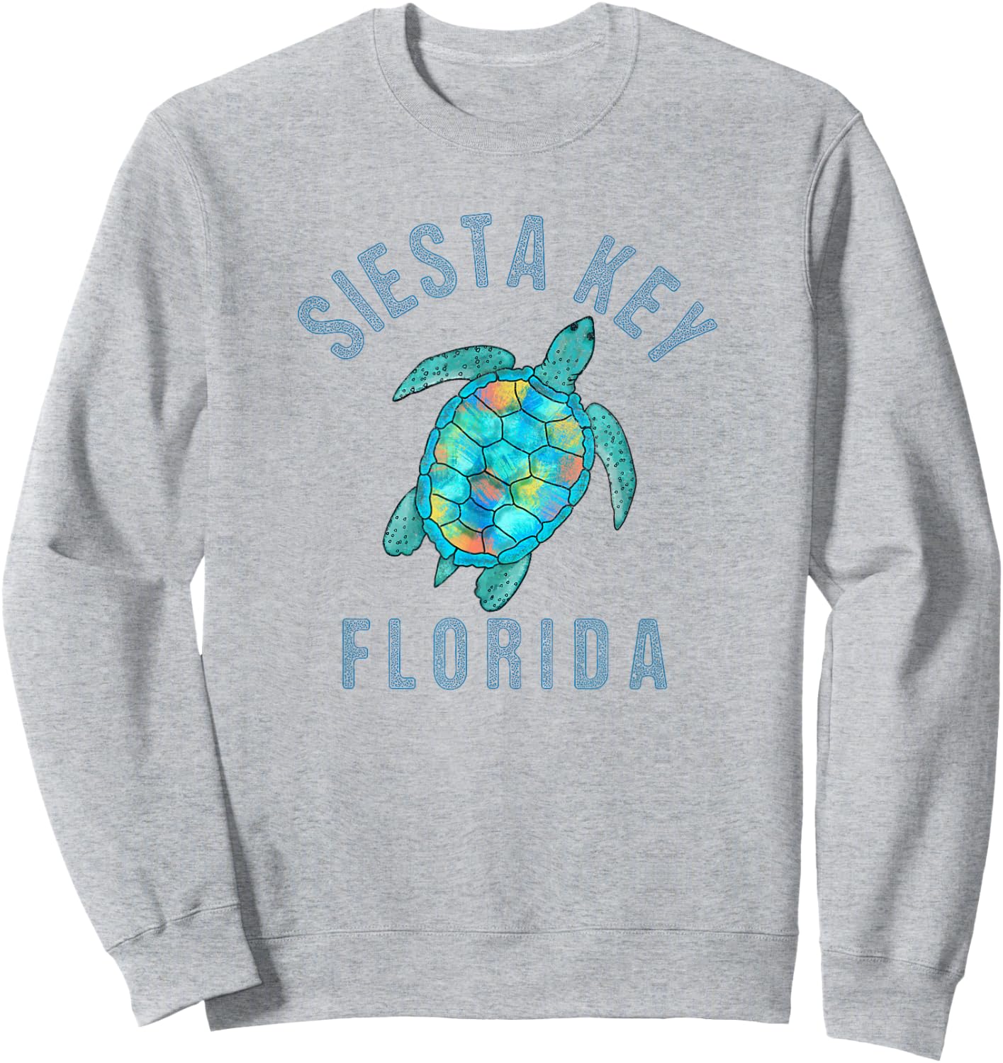 Siesta Key, FL Beach Design / Sea Turtle Illustration Gift Sweatshirt - Sweatshirt | Ash