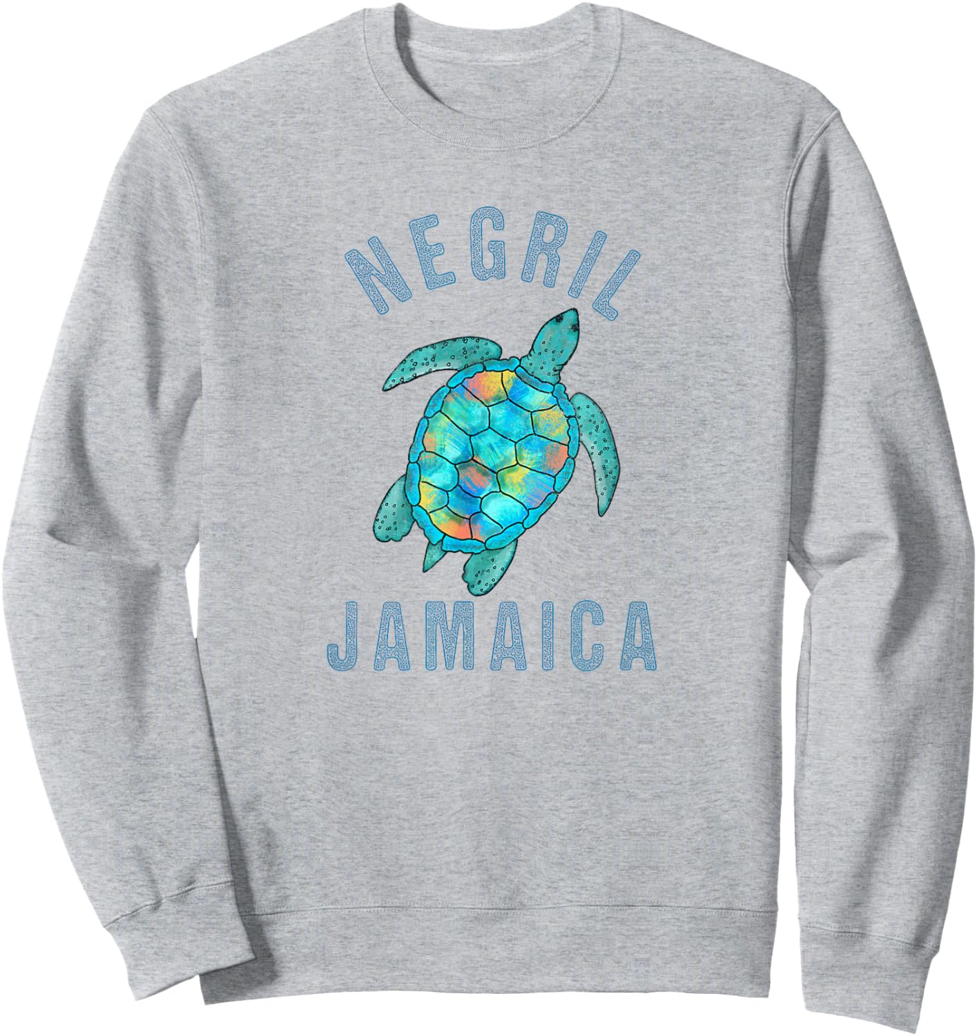 Negril, Jamaica Beach Design / Sea Turtle Illustration Gift Sweatshirt - Sweatshirt | Ash