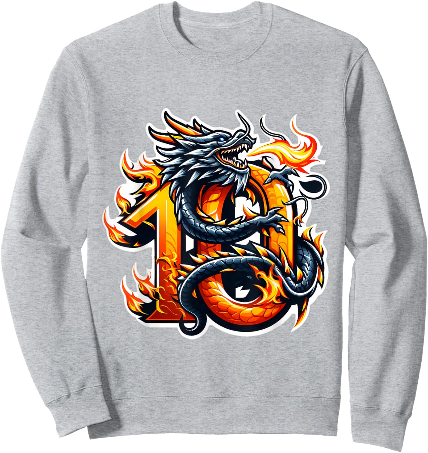 Turning 10 Years Old Dragon Birthday Party 10th Boy, Girl Sweatshirt - Sweatshirt | Ash