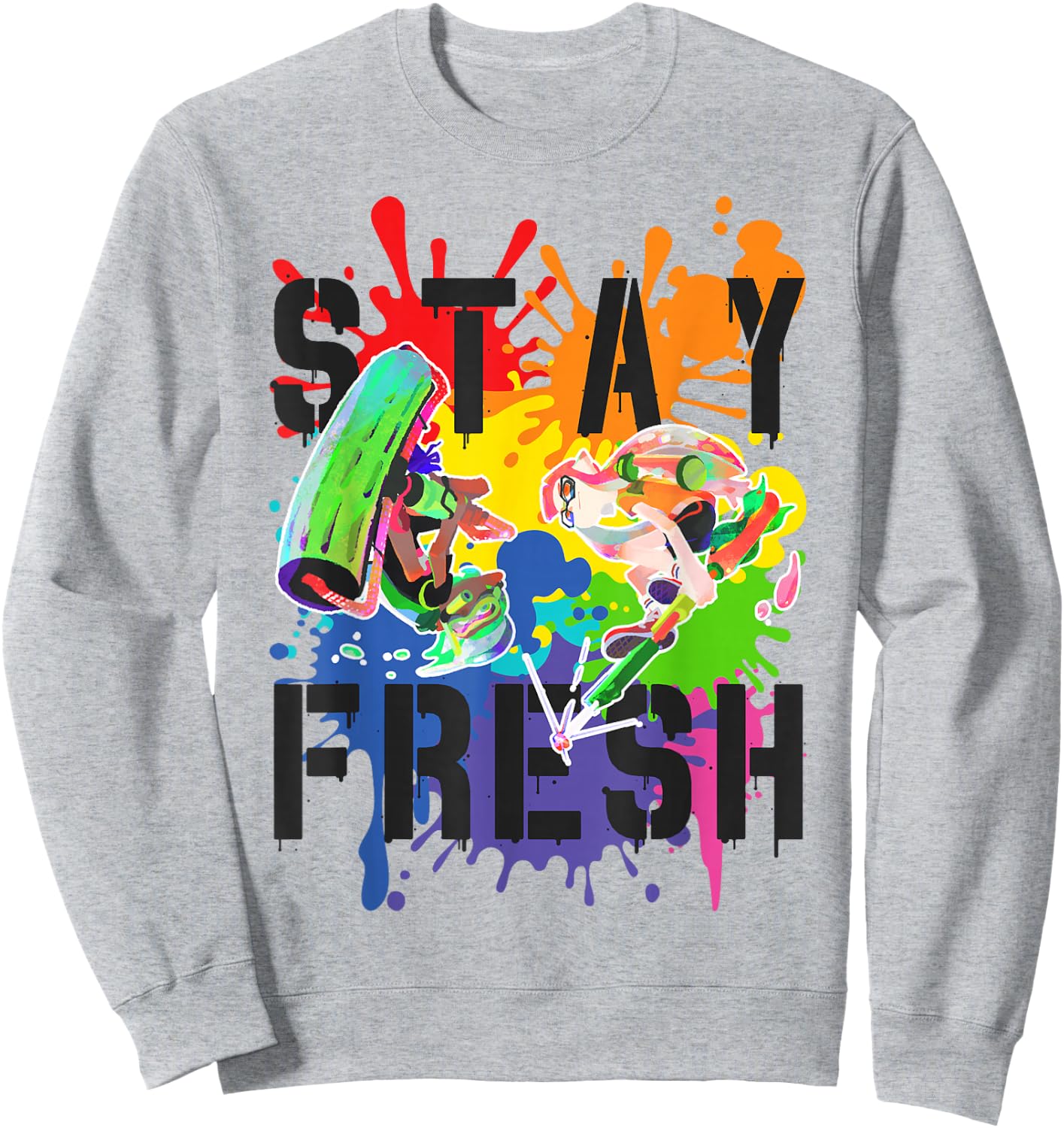 Splatoon Pride Stay Fresh Rainbow Paint Splat Graffiti Art Sweatshirt - Sweatshirt | Ash