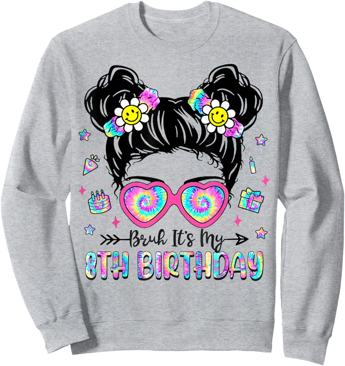 Bruh It's My 8th Birthday 8 Year Old Girls 8yr Birthday Girl Sweatshirt - Sweatshirt | Ash