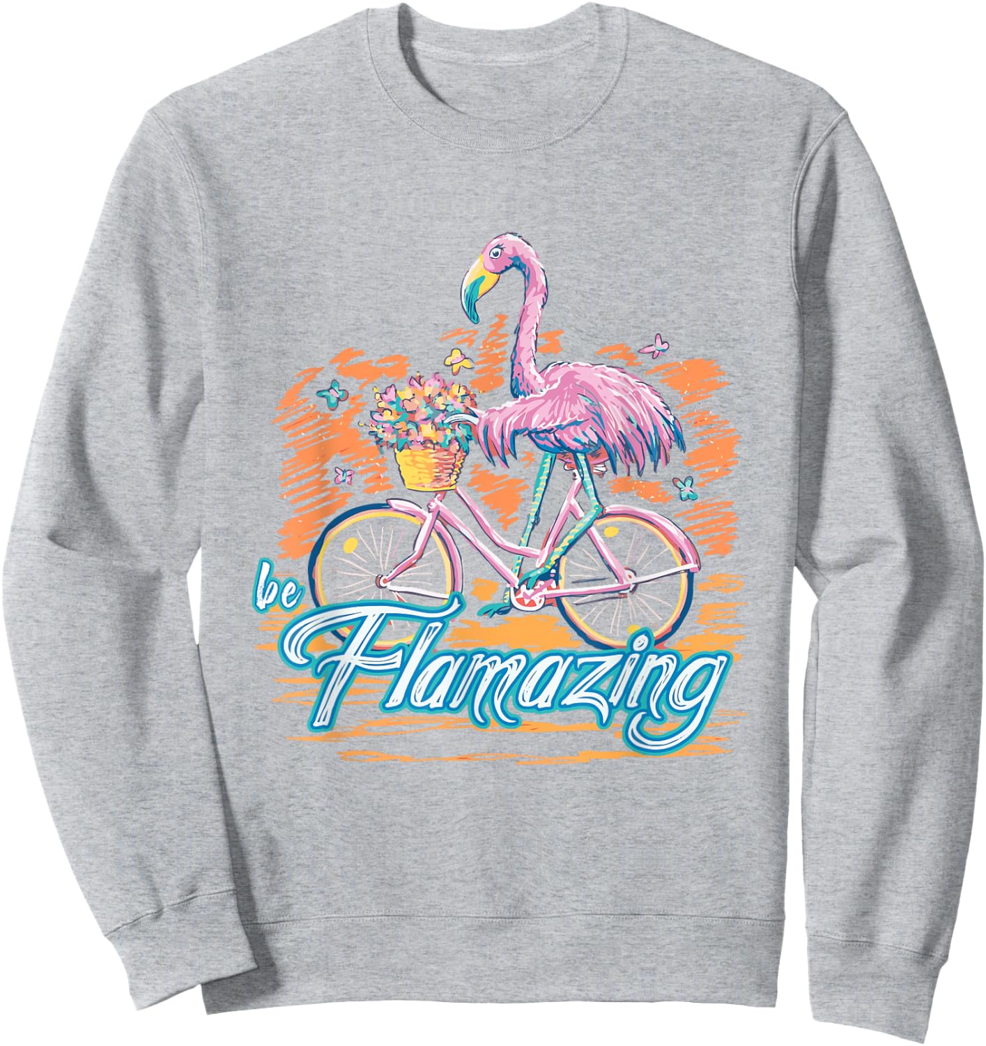Be Flamazing Funny Flamingo Bicycle Lover Summer Vibes Women Sweatshirt - Sweatshirt | Ash