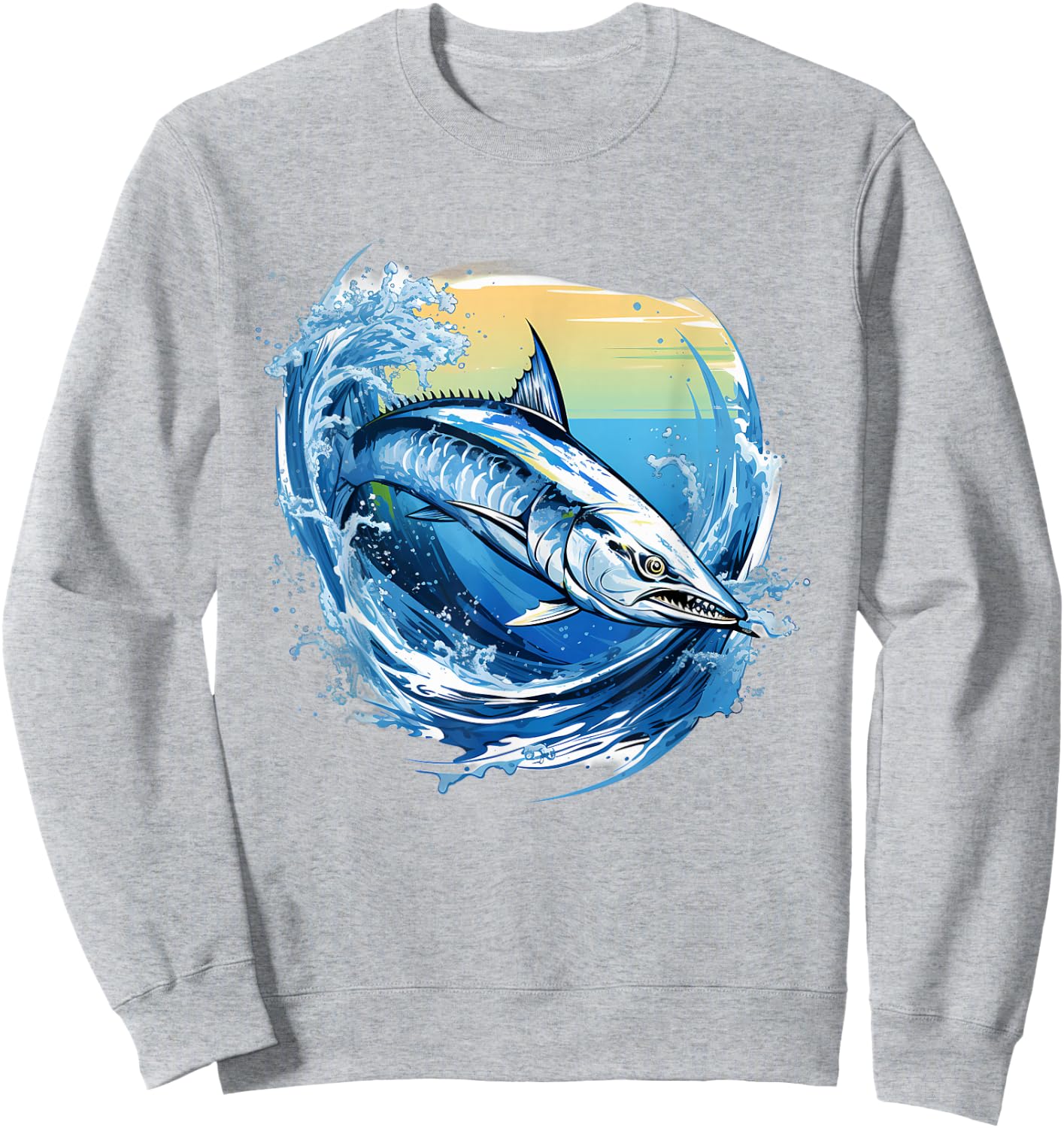 Retro Style King Mackerel Sweatshirt - Sweatshirt | Ash