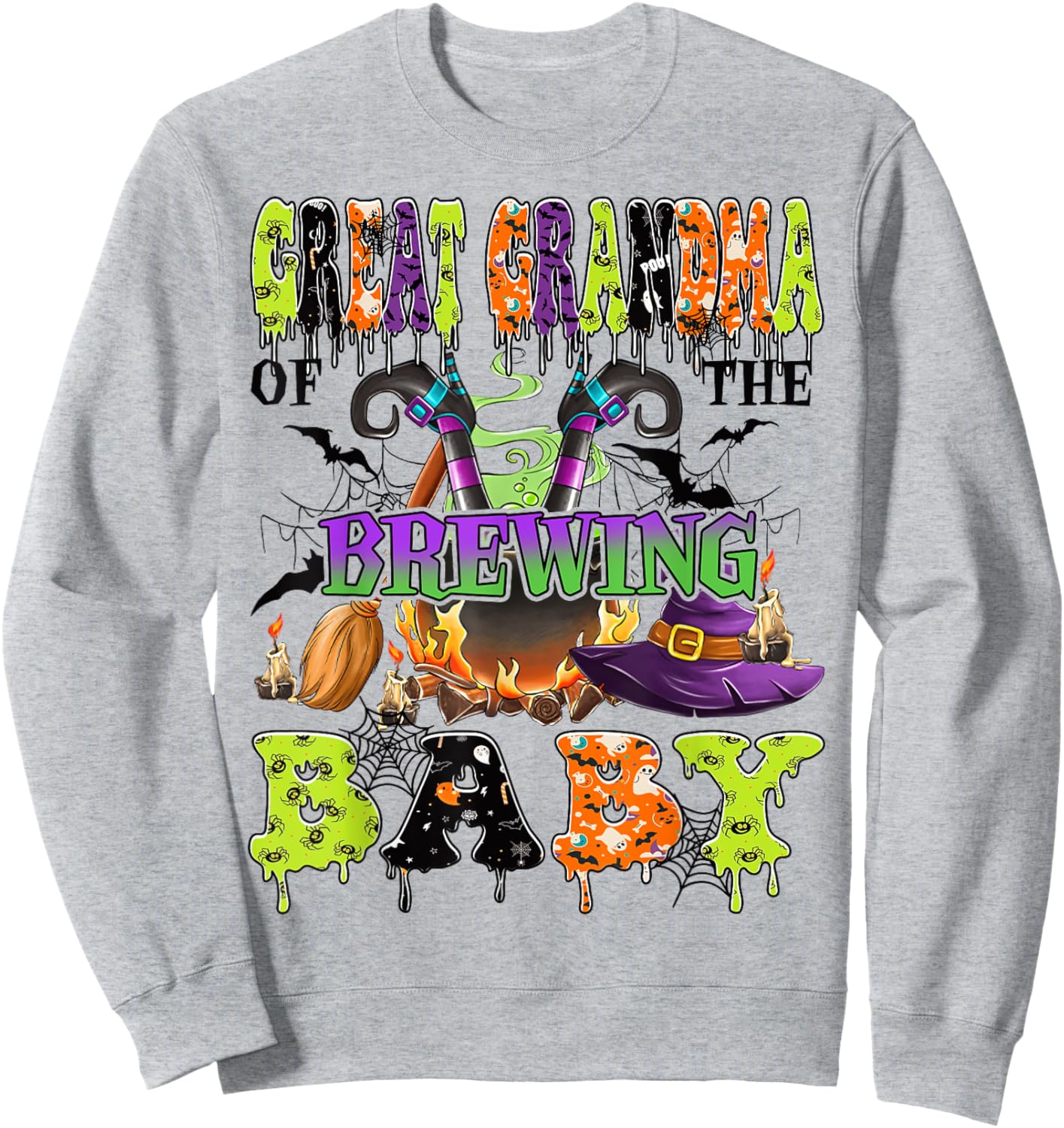 Great Grandma Of The Brewing Baby Halloween Baby Shower Sweatshirt - Sweatshirt | Ash