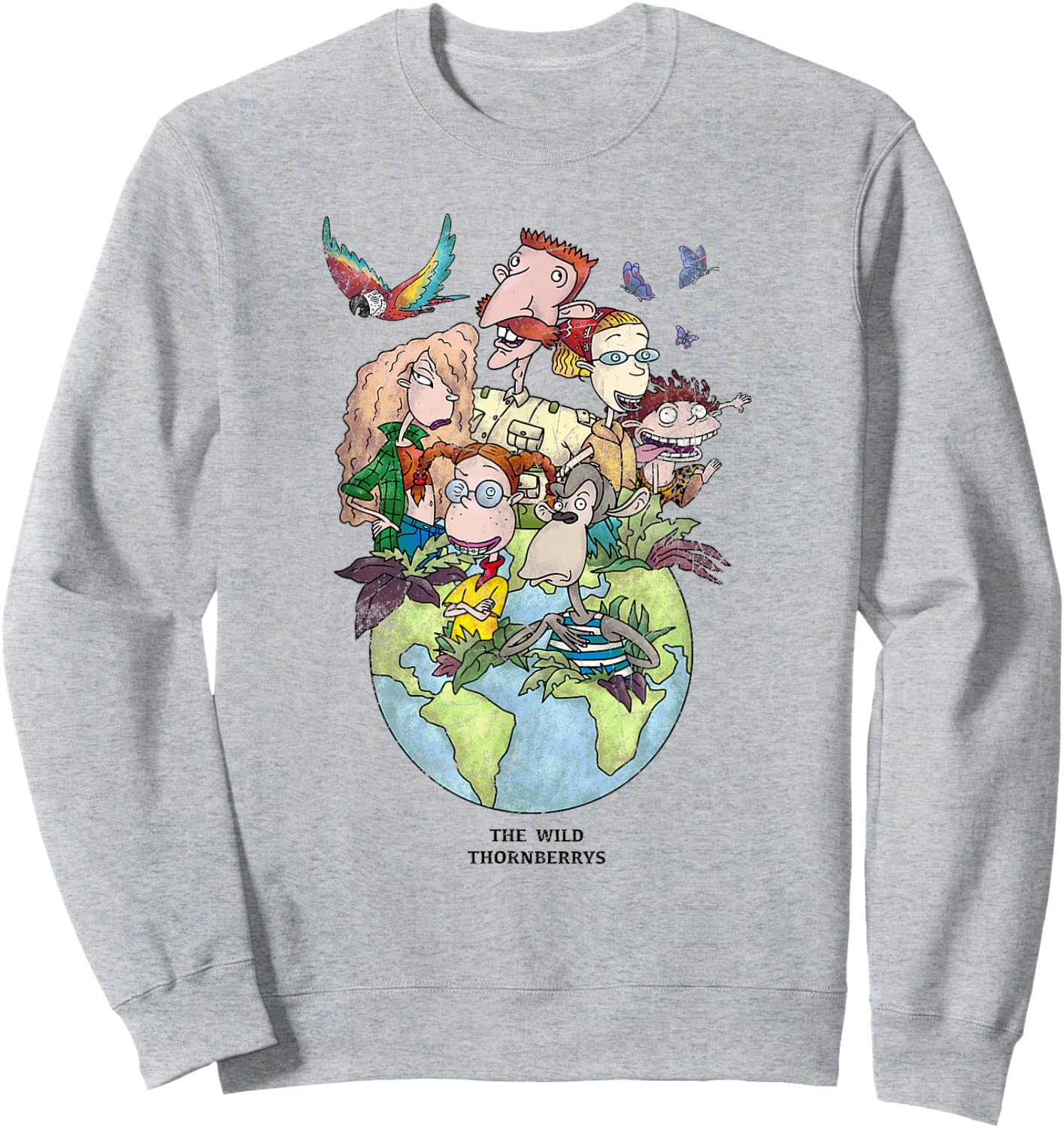 The Wild Thornberry's Earth Day Distressed Group Shot Sweatshirt - Sweatshirt | Ash