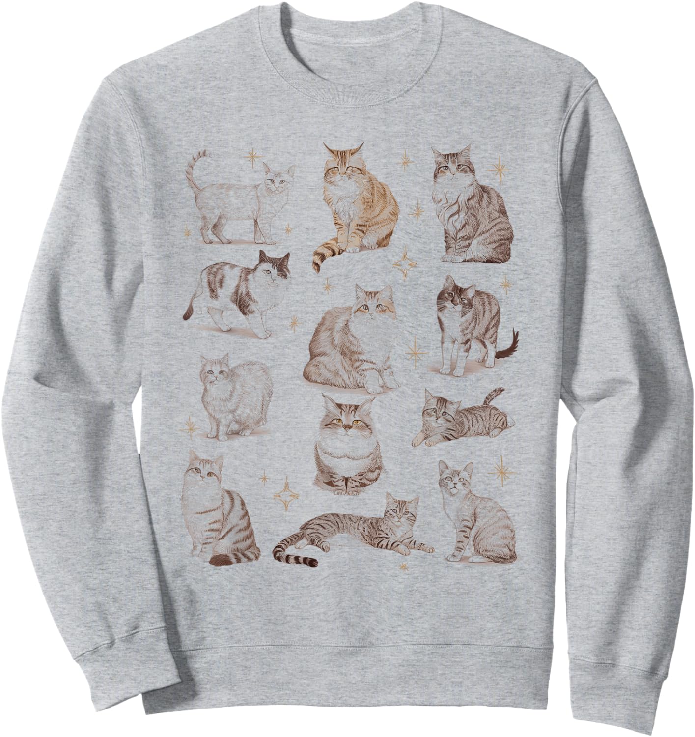 Vintage 90s Tattoo Cat Retro Kitten Nature Funny Cats Sweatshirt - Sweatshirt | Ash