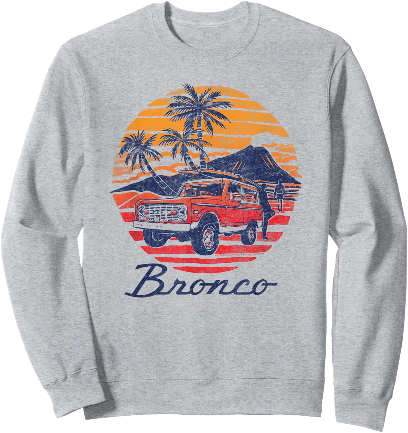 Ford - Bronco Retro Tropical Beach Sunset Men Women Kids Sweatshirt - Sweatshirt | Ash