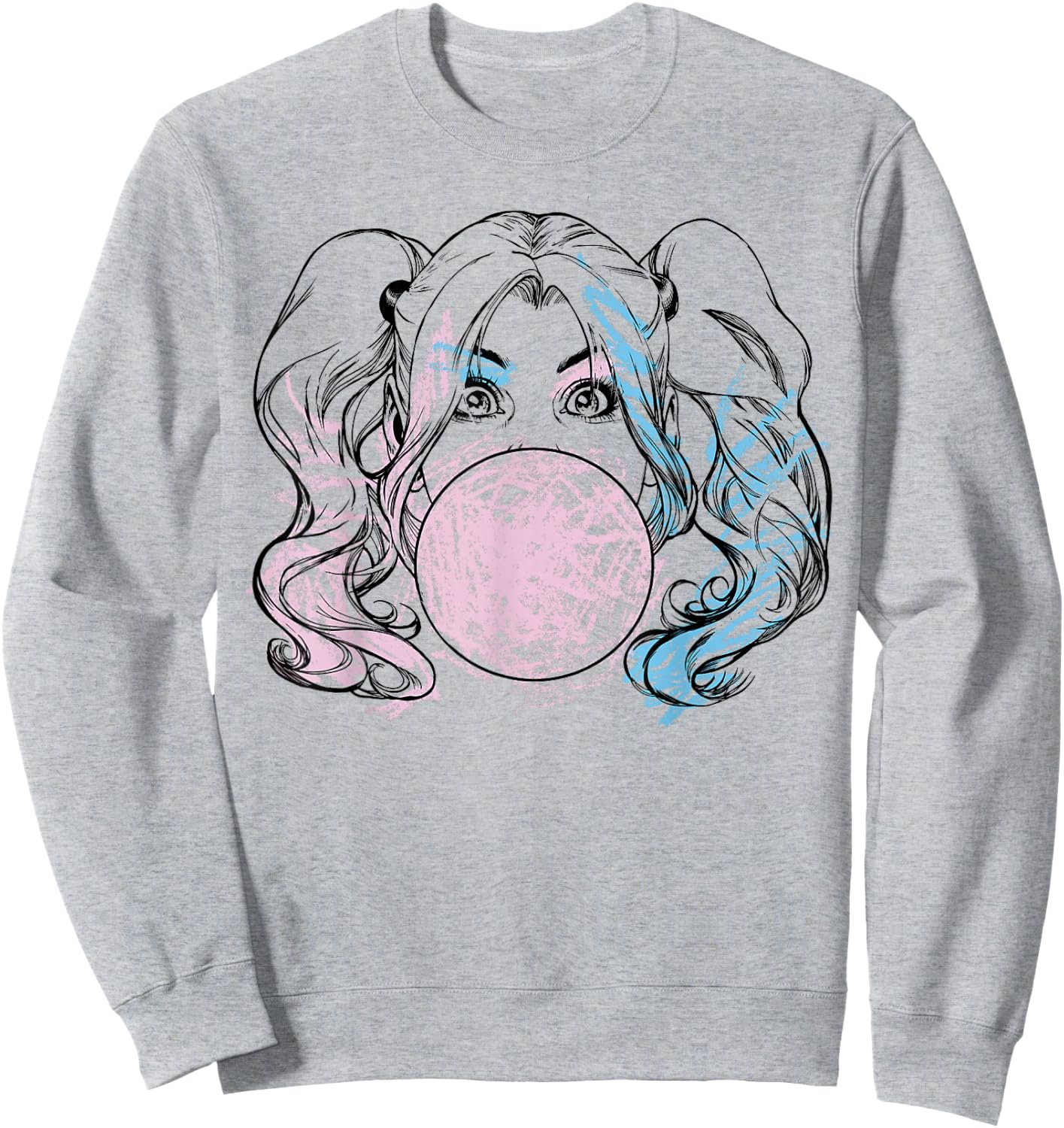 DC Comics Batman Harley Quinn Crayon Outline Small Sweatshirt - Sweatshirt | Ash