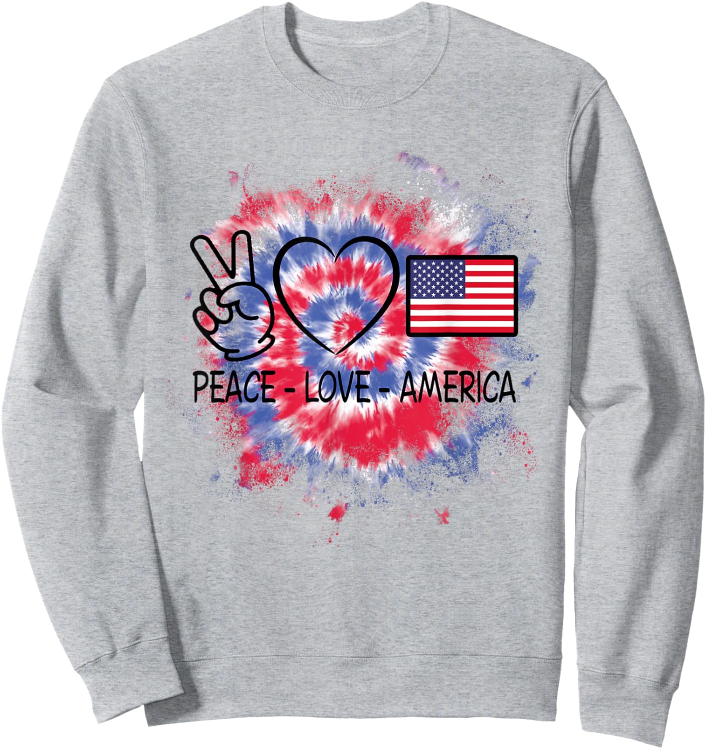Peace Love America Tie Dye 4th Of July Shirts Kids Girls Sweatshirt - Sweatshirt | Ash