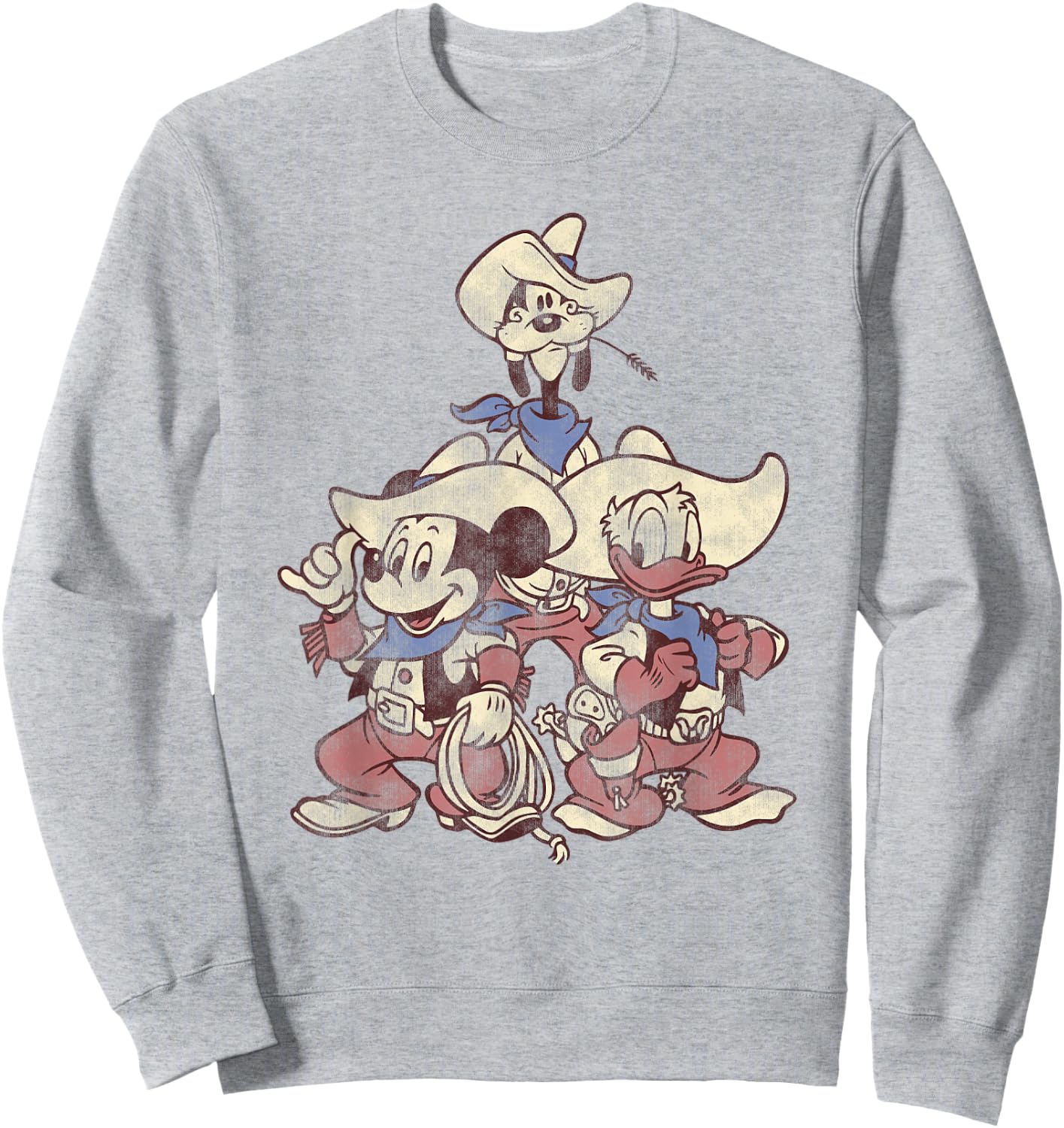 Disney Mickey and Friends Vintage Cowboy Western Group Sweatshirt - Sweatshirt | Ash