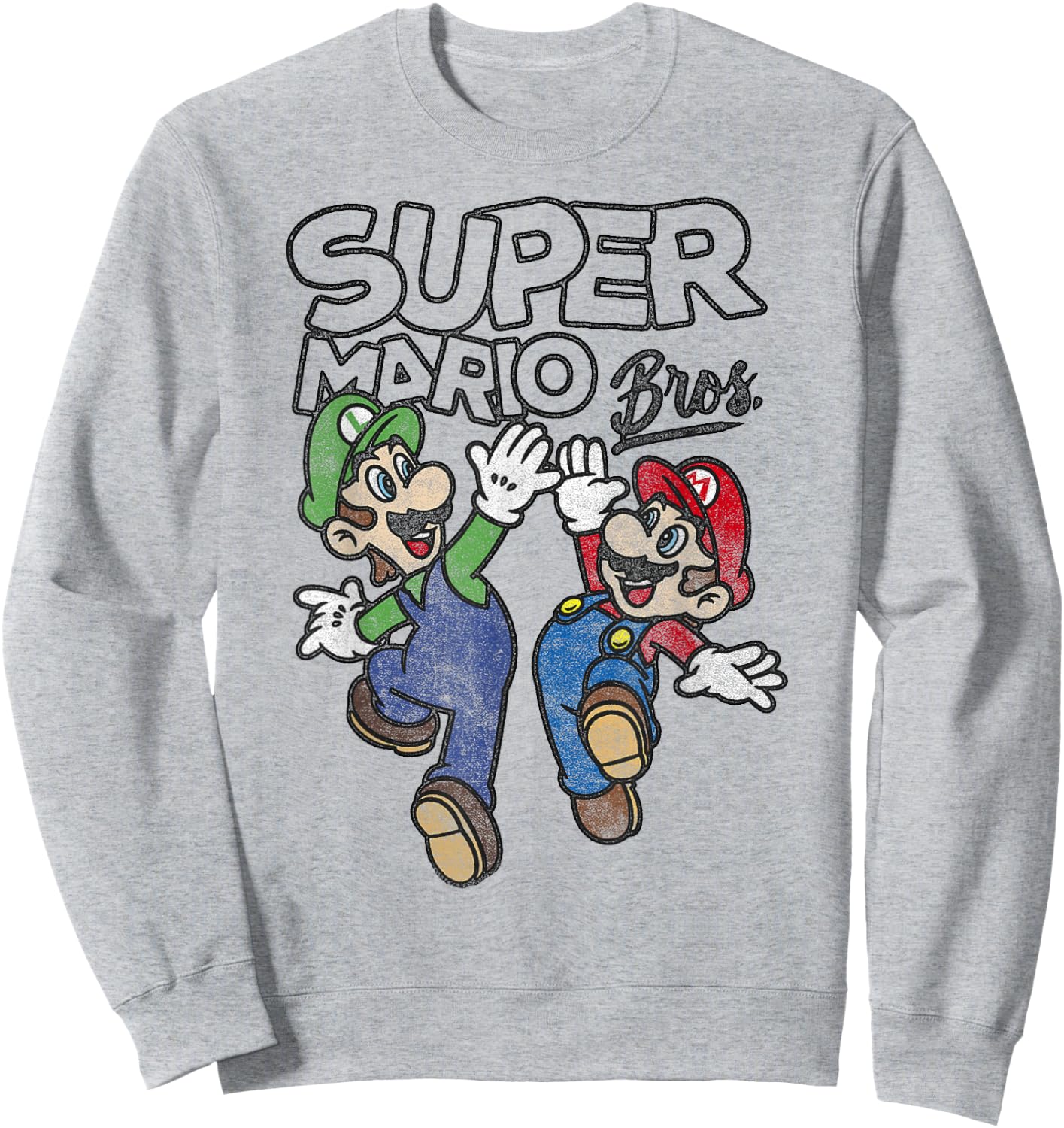 Super Mario Bros. Luigi And Mario High Five Portrait Sweatshirt - Sweatshirt | Ash