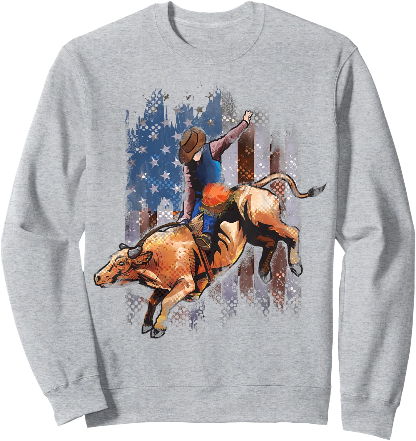 Rodeo Bull Riding American Flag Shirt Cowboy Bull Rider Sweatshirt - Sweatshirt | Ash