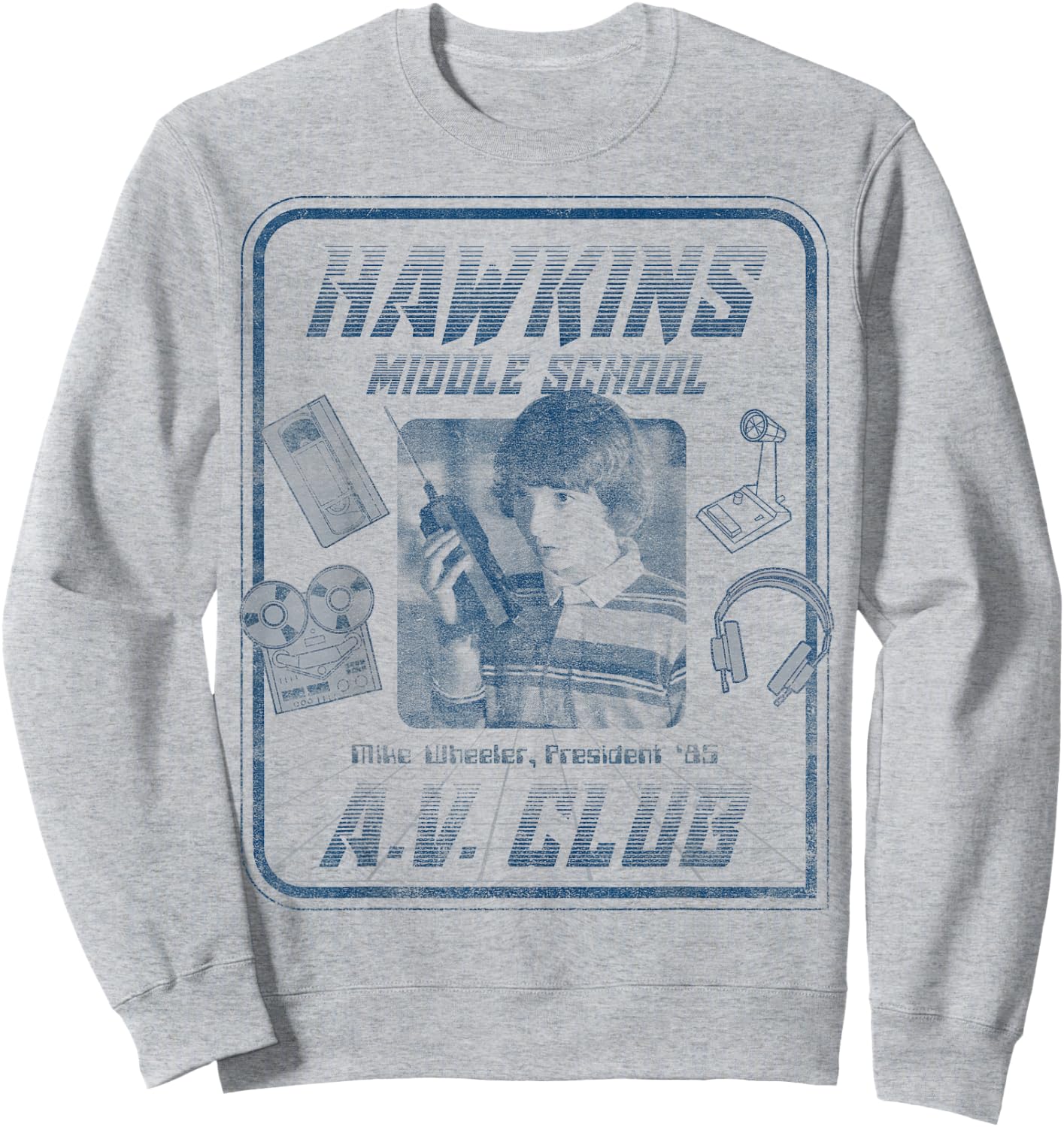 Netflix Stranger Things Mike Wheeler Hawkins A.V. Club Sweatshirt - Sweatshirt | Ash