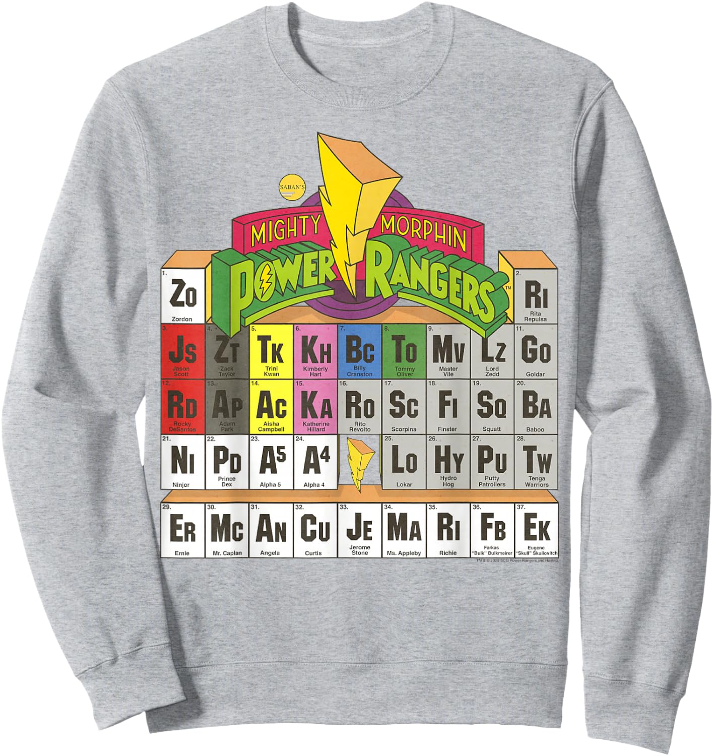 Power Rangers Vintage Colour Periodic Table Sweatshirt - Sweatshirt | Ash