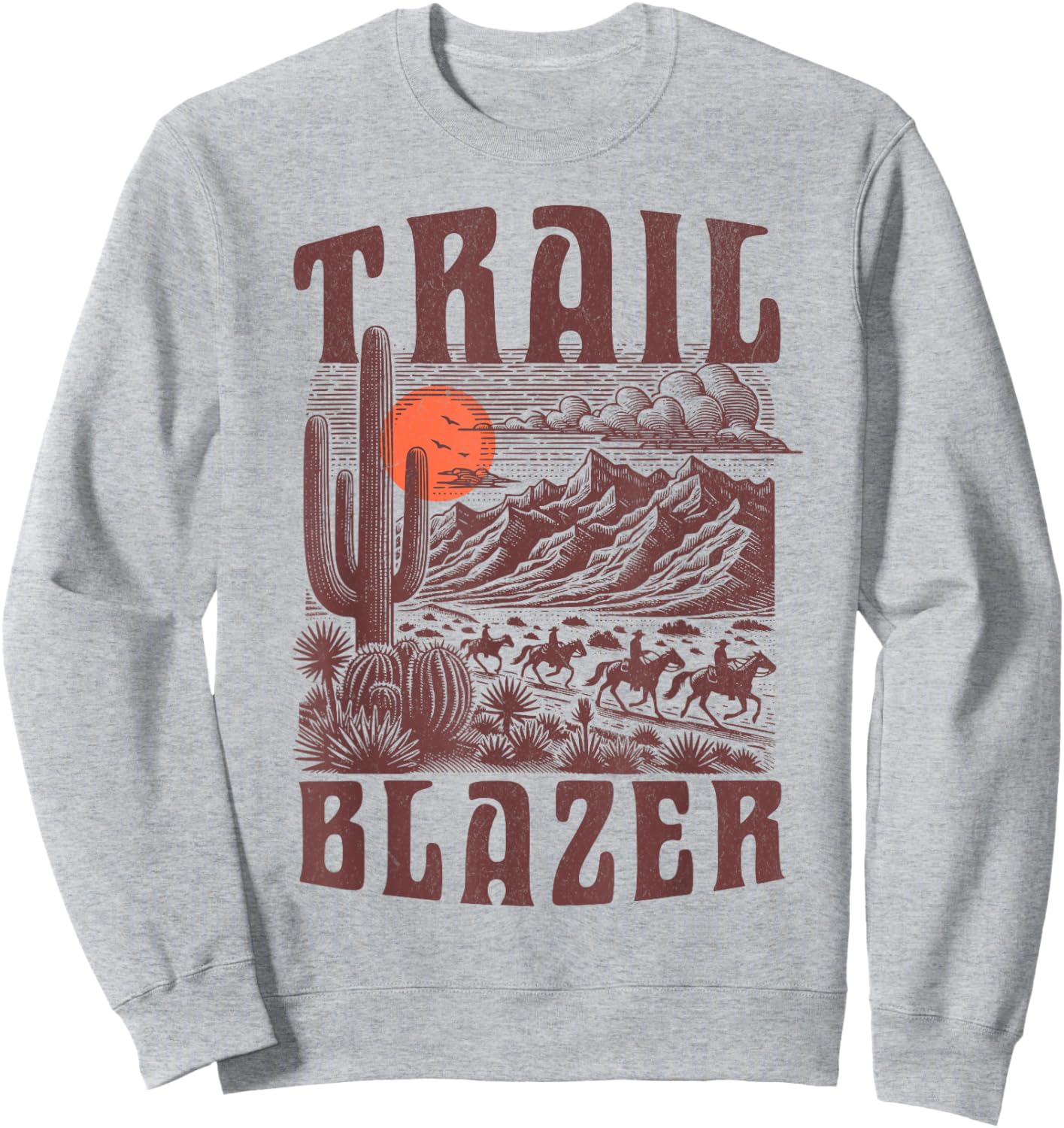 Vintage Western Neutral Horse Cowboy Cowgirl Trail Blazer Sweatshirt - Sweatshirt | Ash