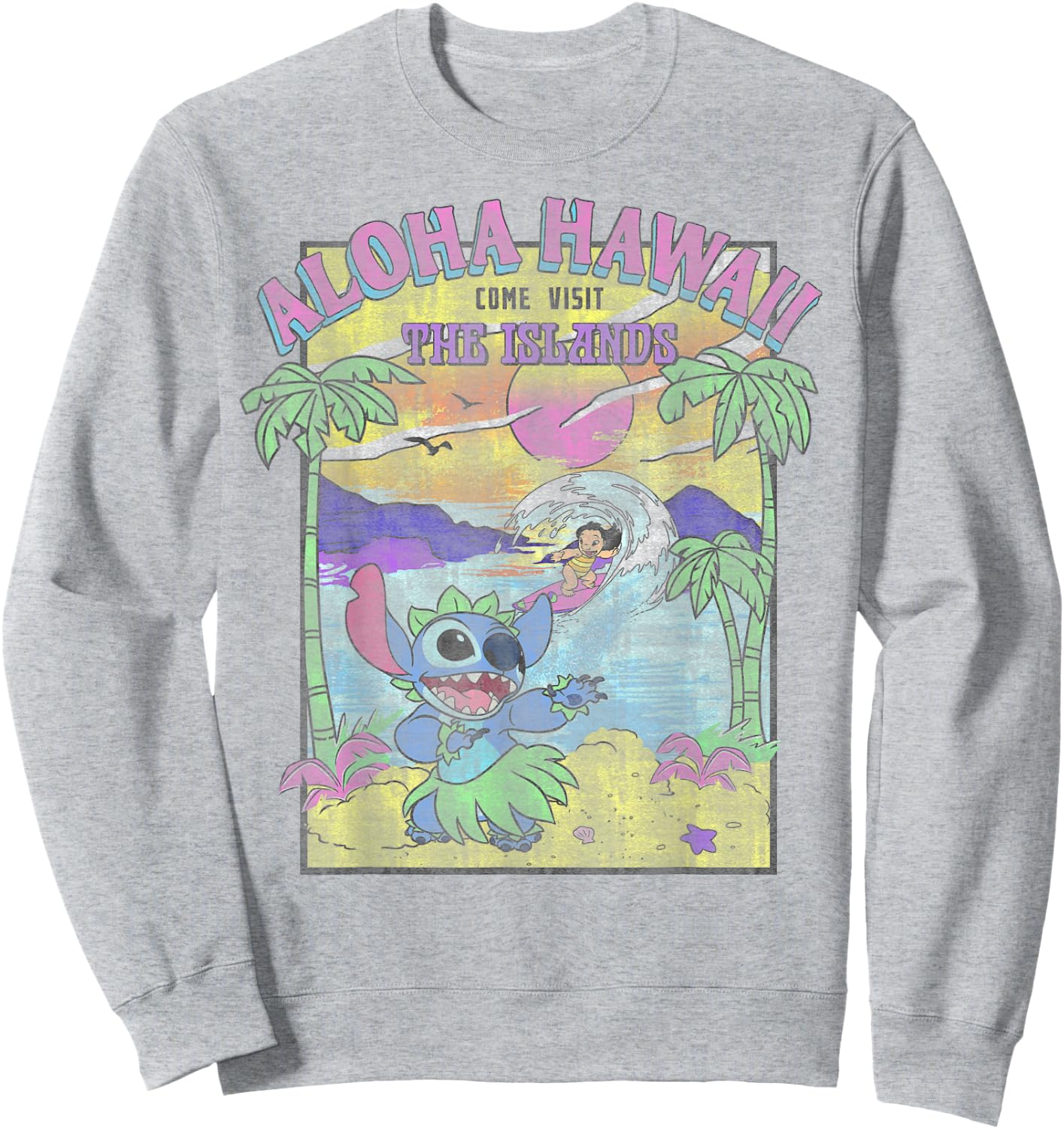 Disney Lilo & Stitch Aloha Hawaii Come Visit The Islands Sweatshirt - Sweatshirt | Ash