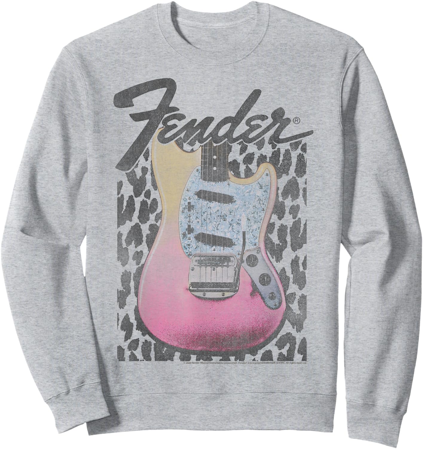 Fender Grunge Cheetah Print Electric Guitar Small Sweatshirt - Sweatshirt | Ash