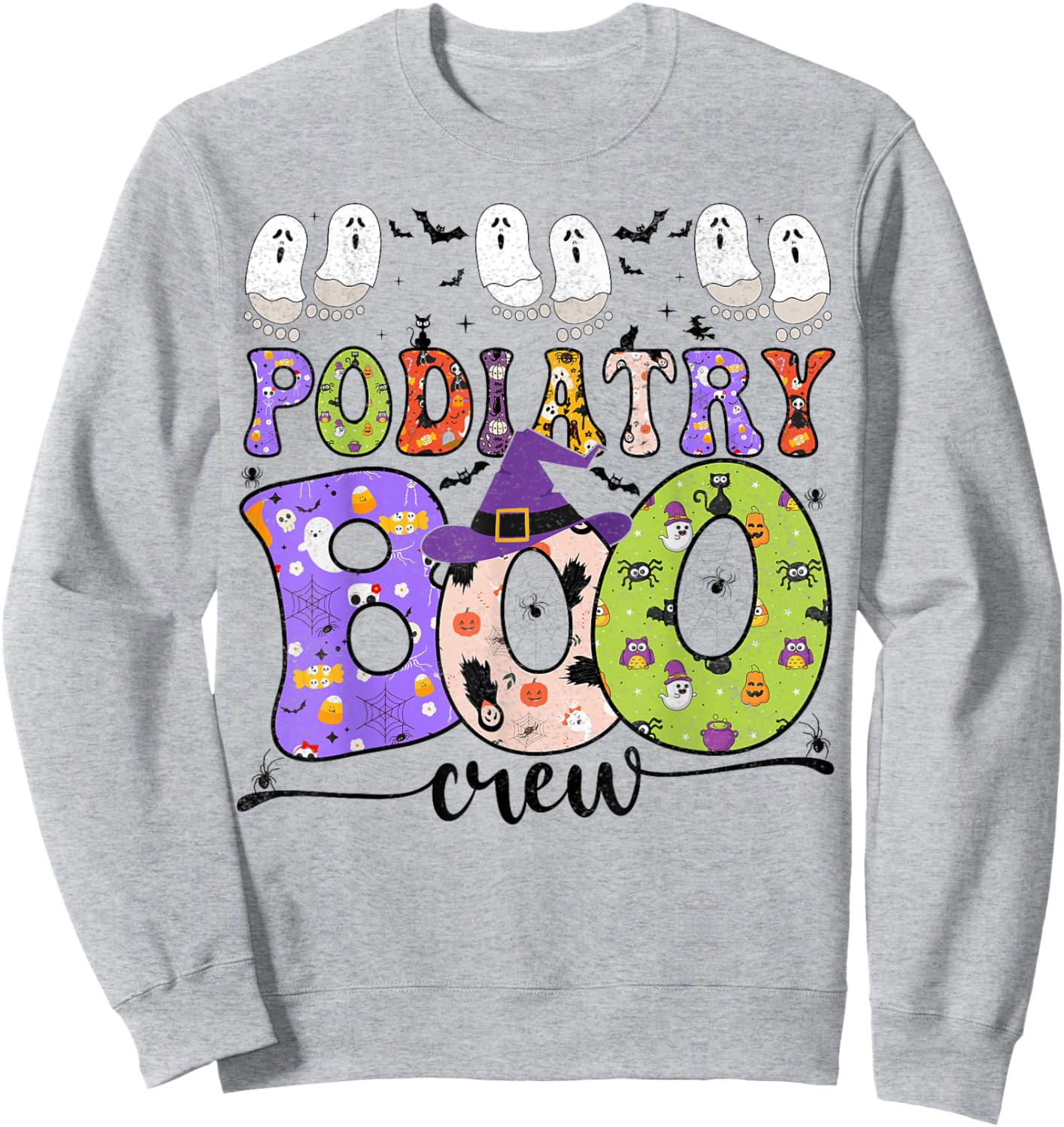 Halloween Foot Doctor Podiatrist Podiatry Boo Crew Ghost Sweatshirt - Sweatshirt | Ash
