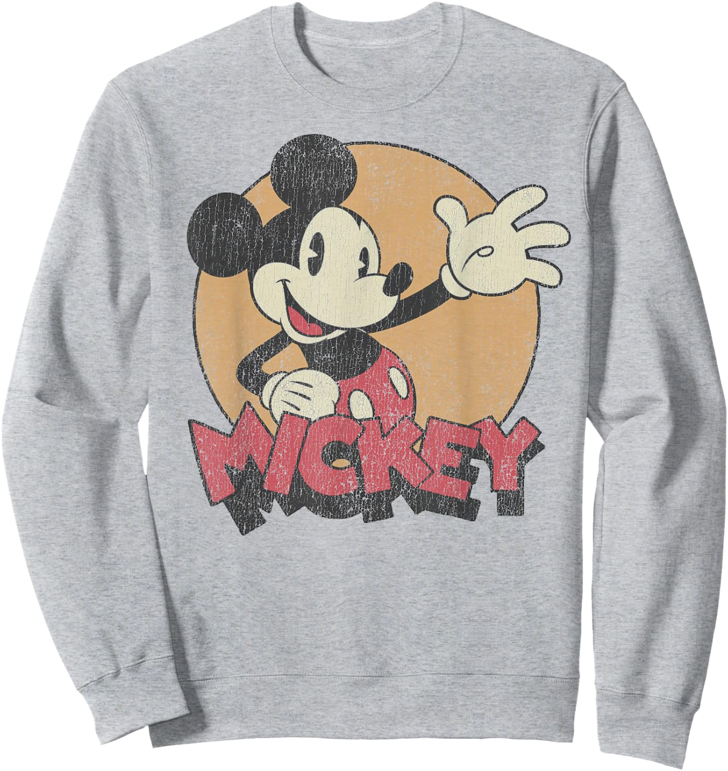 Disney Mickey and Friends Mickey Mouse Retro Distressed Small Sweatshirt - Sweatshirt | Ash
