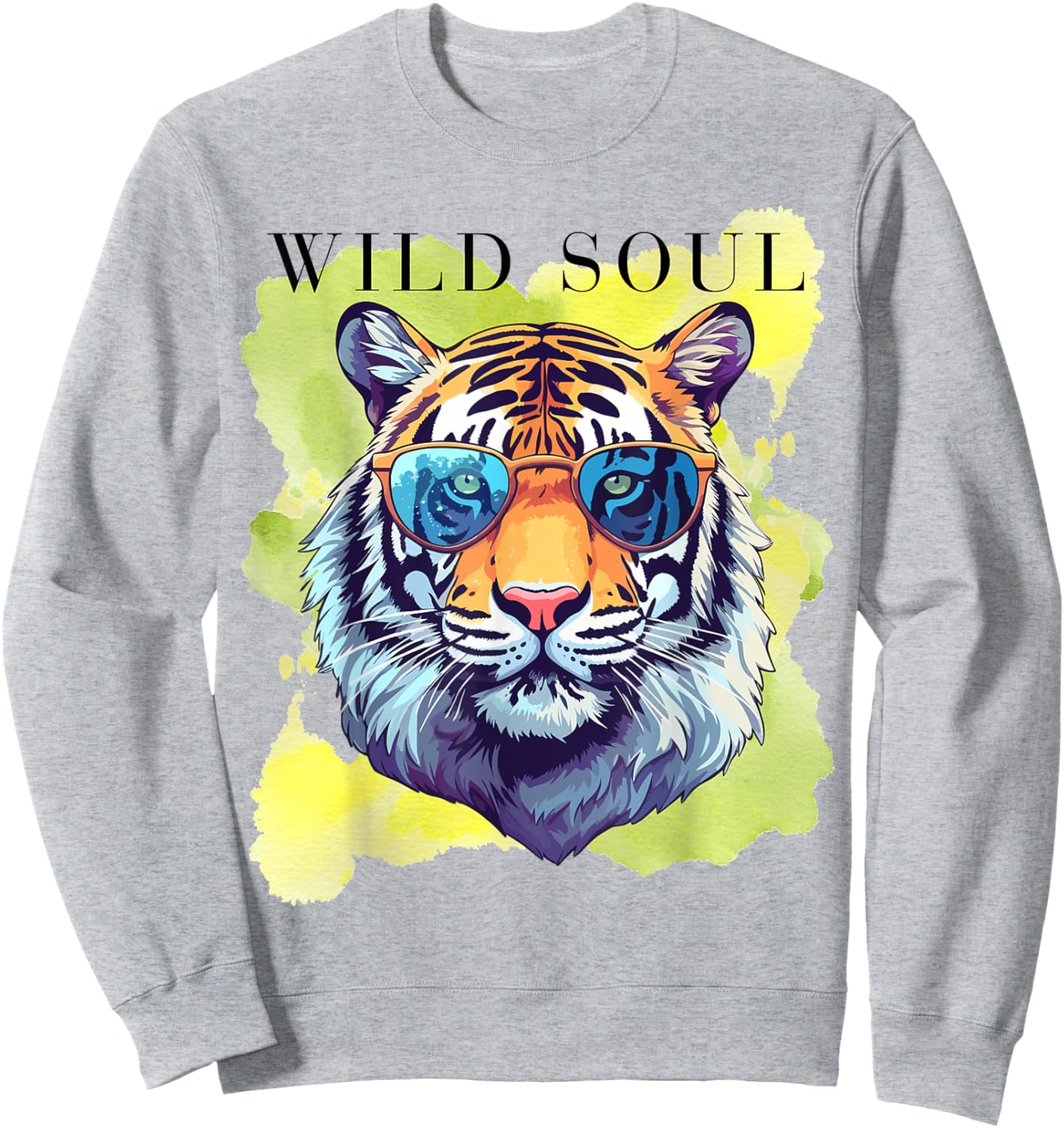 Wild Soul Watercolor Tiger Free Spirit Tiger Lover Design Sweatshirt - Sweatshirt | Ash