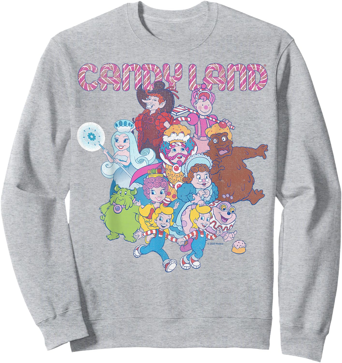 Candy Land Retro Game Characters Group Shot Logo Sweatshirt - Sweatshirt | Ash