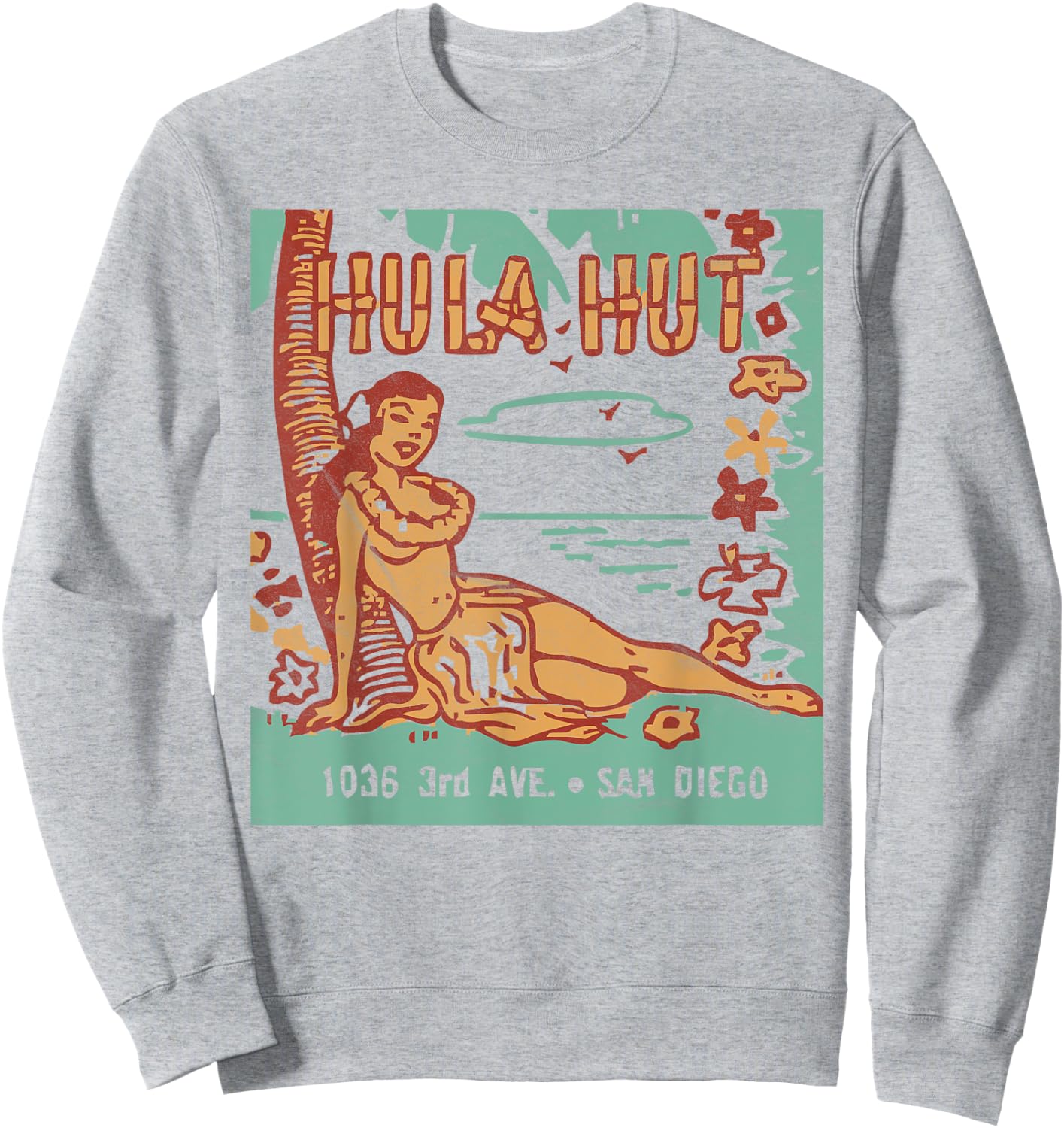 Hula Hut/Vintage Tiki Bar/Summer Vacation Sweatshirt - Sweatshirt | Ash