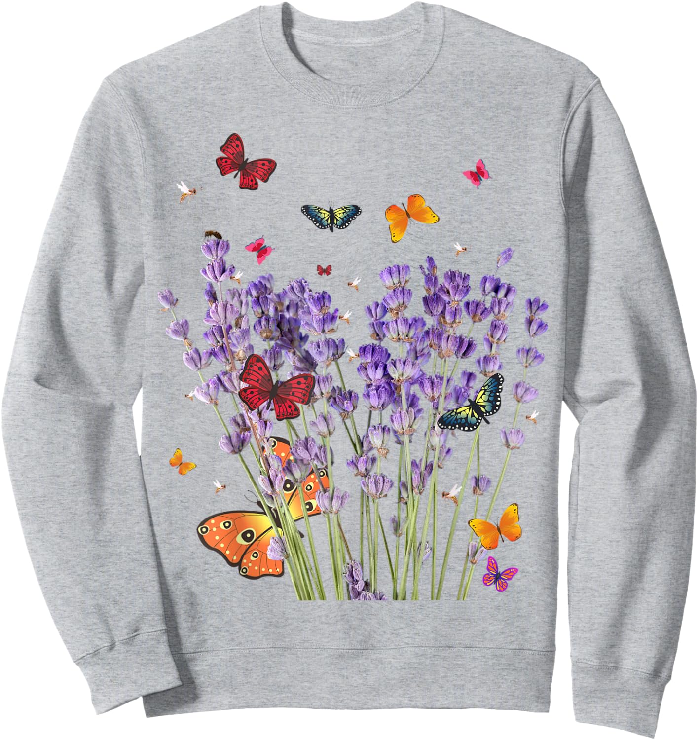 Beautiful Butterflies & Lavender . Vintage & Graphic. Sweatshirt - Sweatshirt | Ash