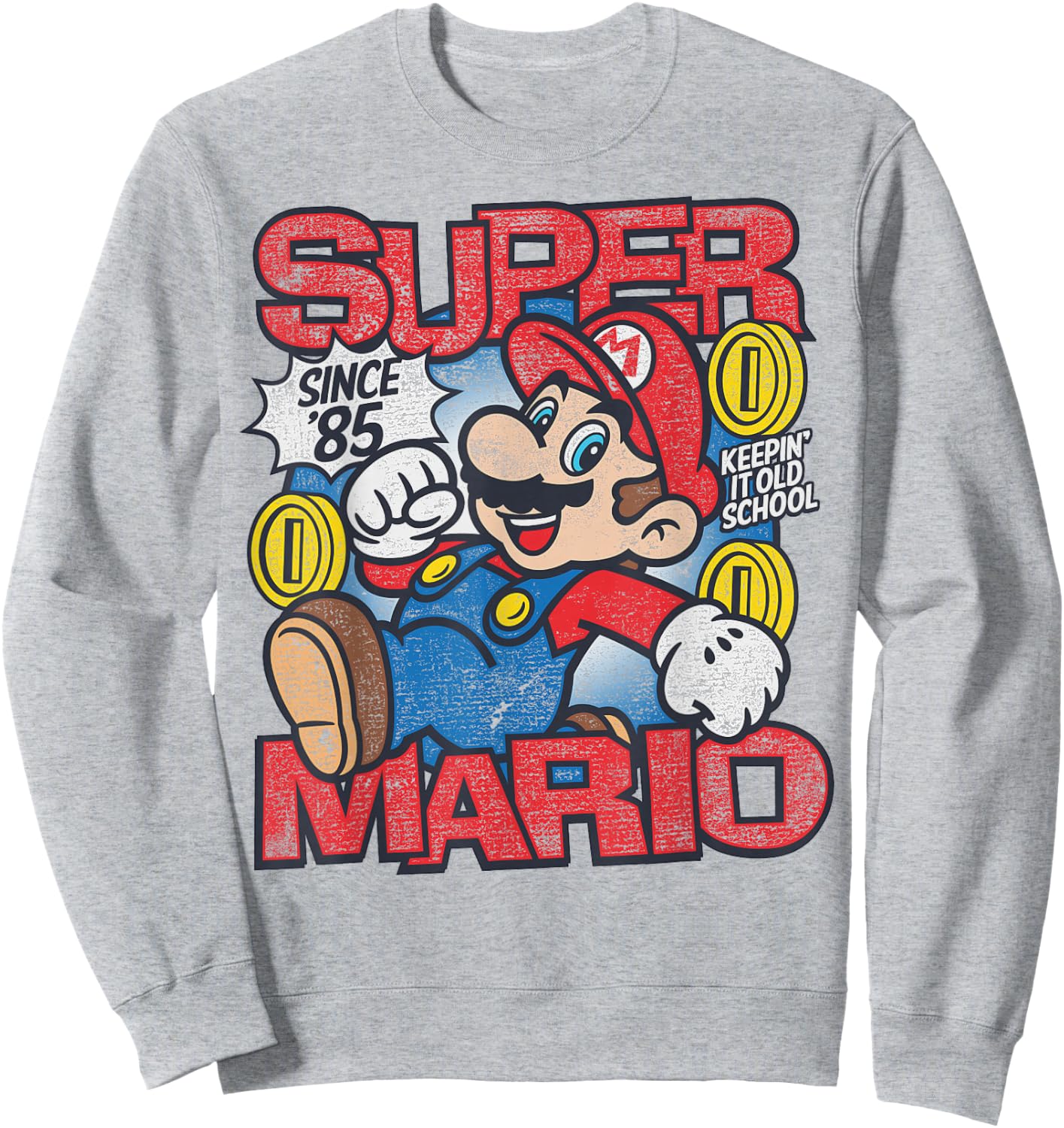 Super Mario Bros Mushroom Kingdom Since '85 Vintage Sweatshirt - Sweatshirt | Ash