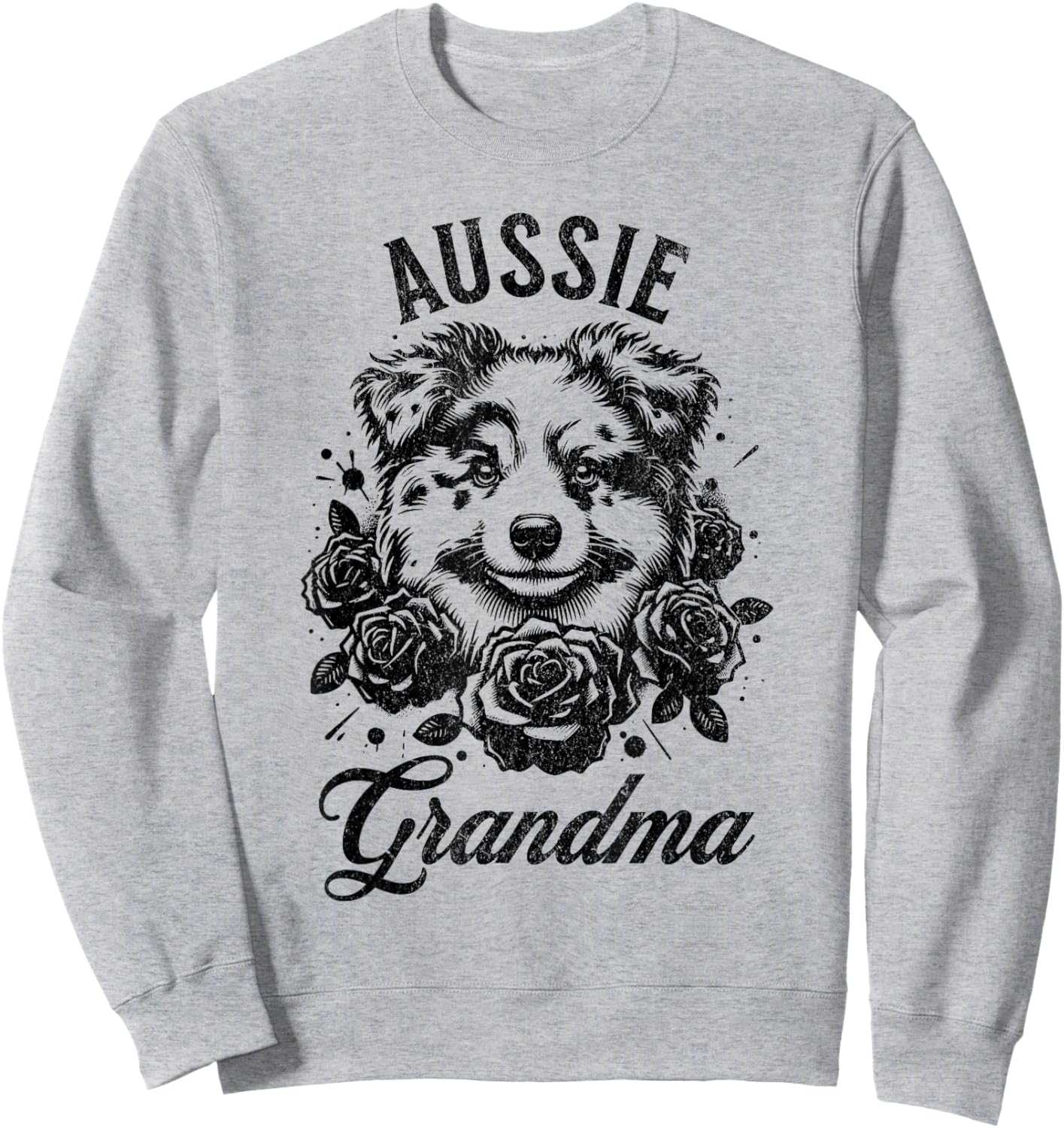 Aussie Light Red Merle Australian Shepherd Grandma Flowers Sweatshirt - Sweatshirt | Ash