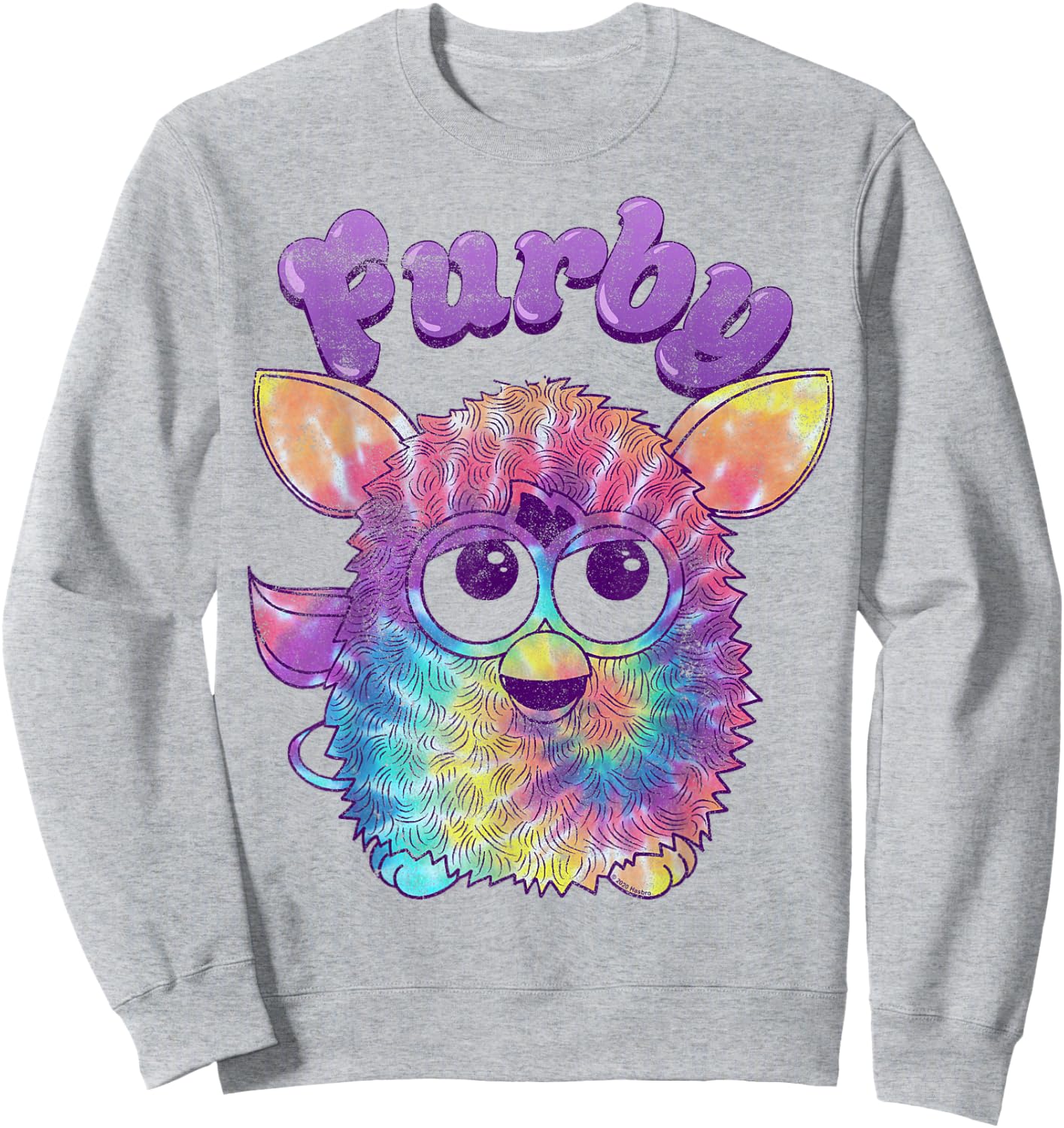 Furby Tie Dyed Cute Portrait Logo Sweatshirt - Sweatshirt | Ash