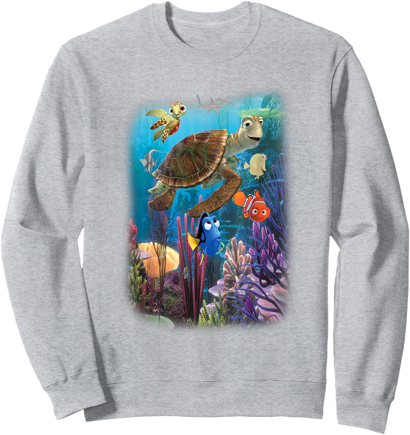 Disney Pixar Finding Nemo Under The Sea Characters Collage Sweatshirt - Sweatshirt | Ash