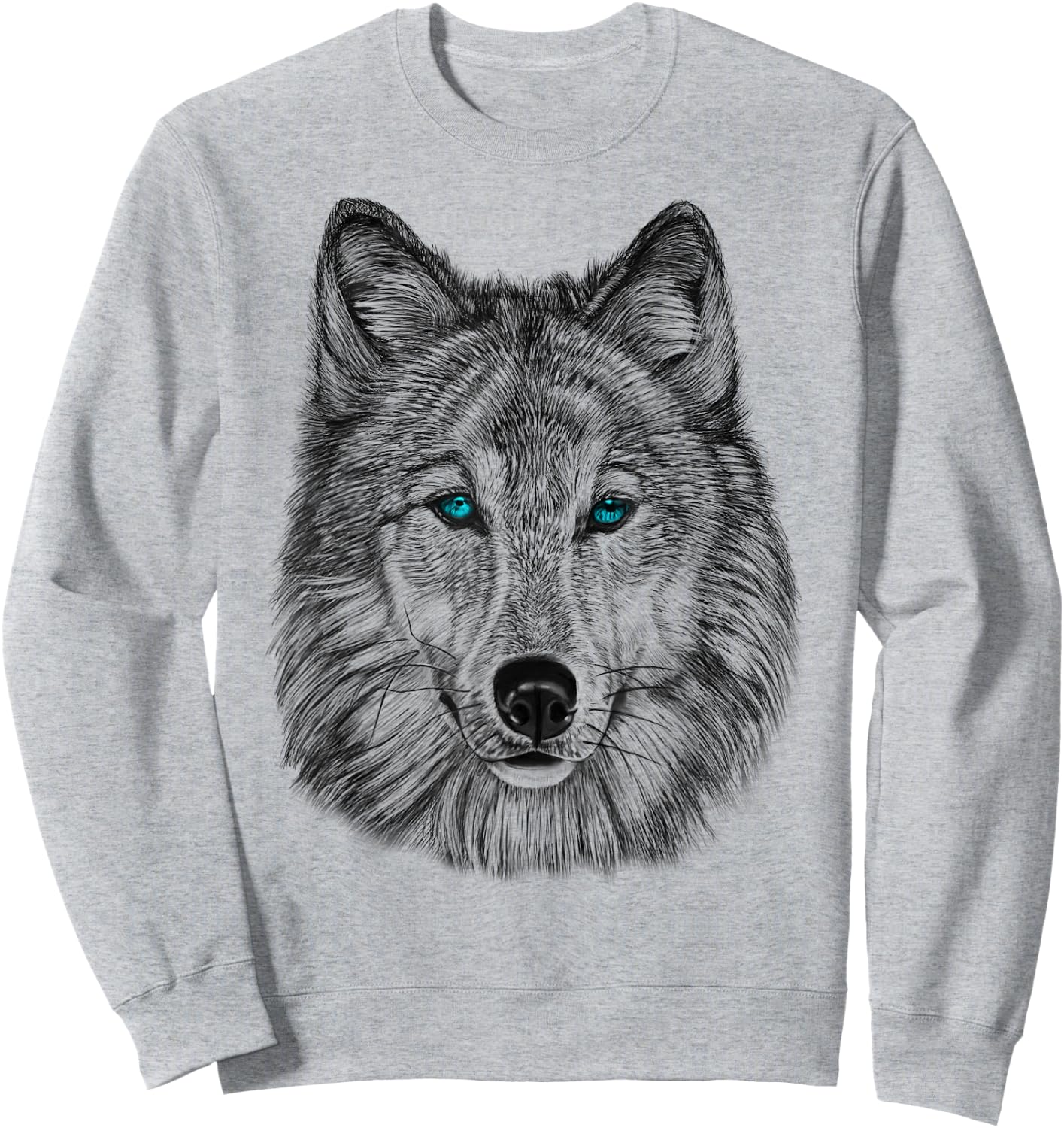 Fearless Eye of The Wolf Face Print Black and White Graphic Sweatshirt - Sweatshirt | Ash
