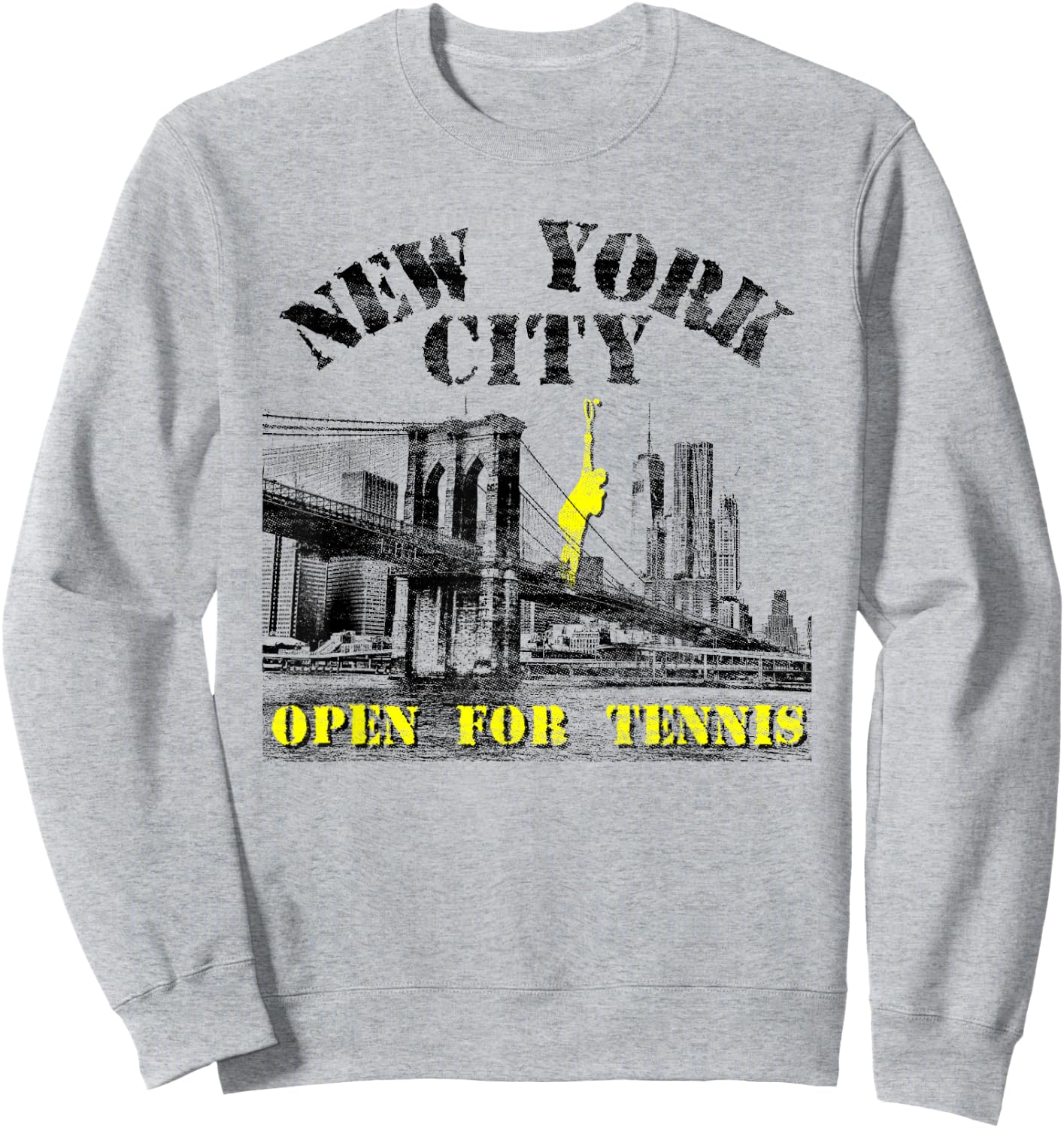 New York City Open for Tennis | Vintage Look | NYC Skyline Sweatshirt - Sweatshirt | Ash