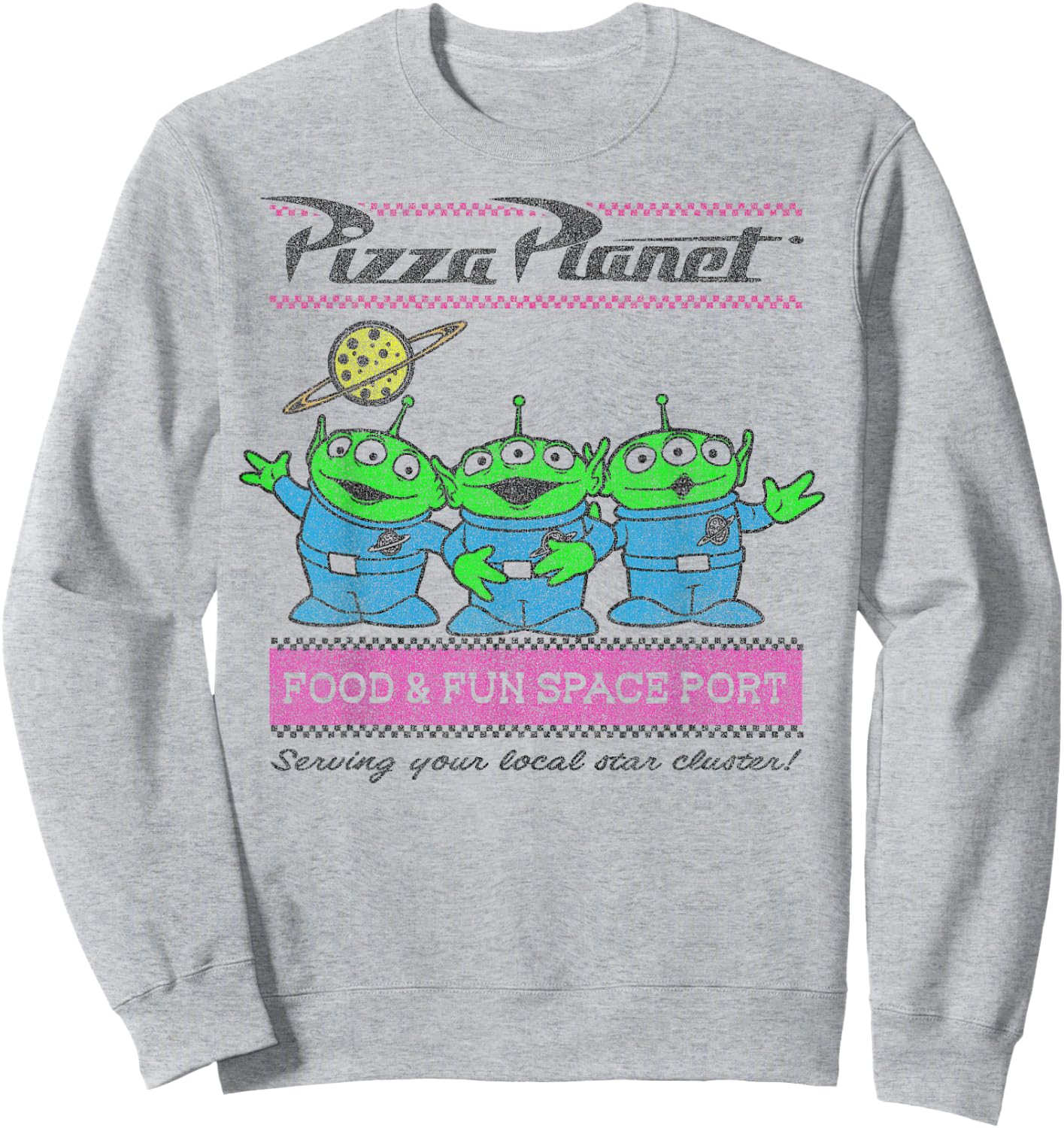 Disney Pixar Toy Story Aliens Pizza Planet Pastel Logo Sweatshirt - Sweatshirt | Ash