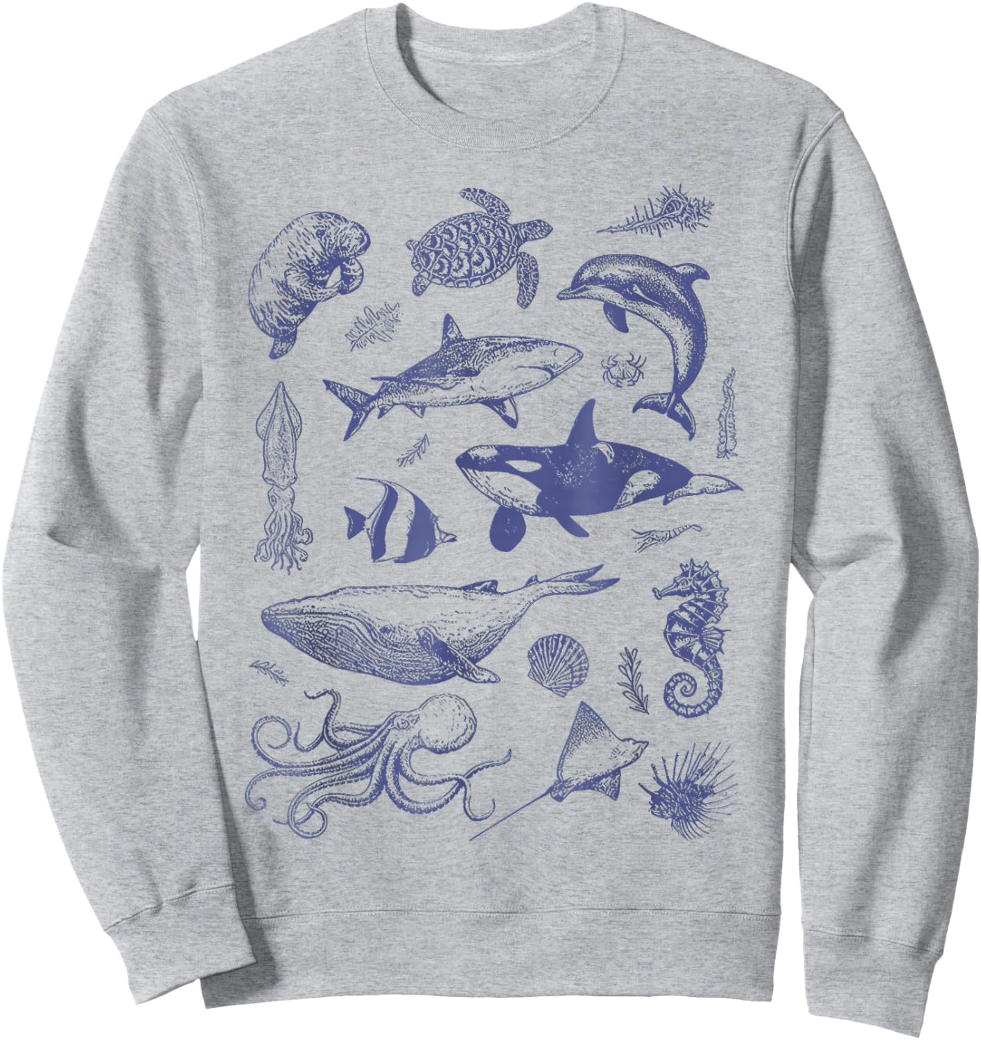 Vintage 90s Tattoo Sea Animal Ocean Sweatshirt - Sweatshirt | Ash