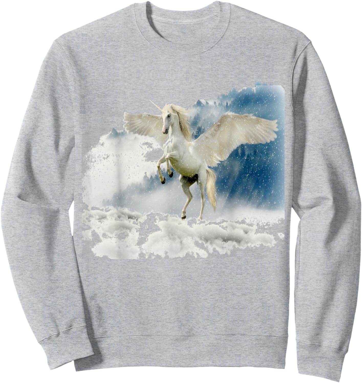 White Pegasus Magical Winged Horse Sweatshirt - Sweatshirt | Ash