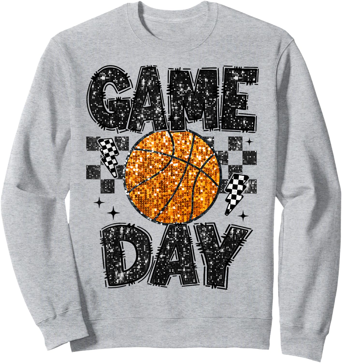 Game Day Basketball Life Cute Mama Mom Matching Retro Sweatshirt - Sweatshirt | Ash