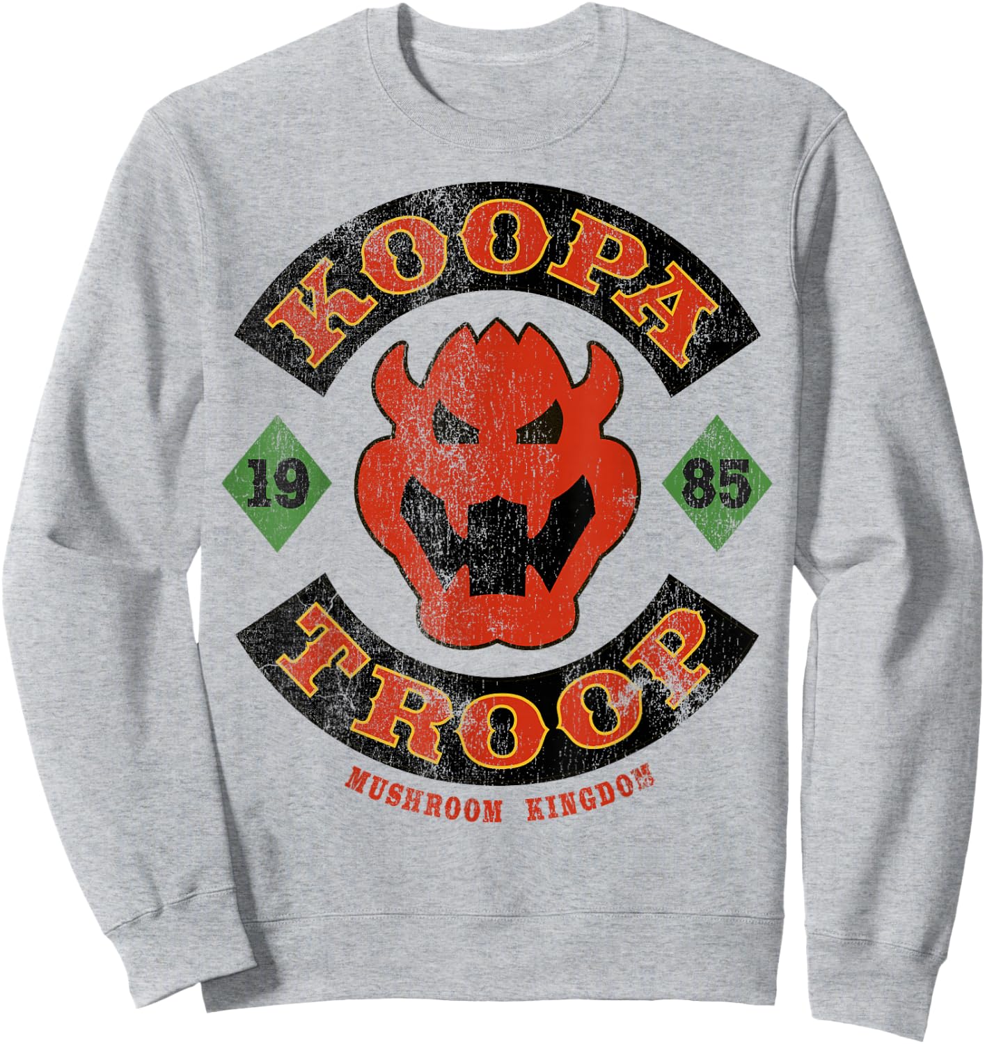 Super Mario Bros Bowser Koopa Troop Vintage Distressed Sweatshirt - Sweatshirt | Ash