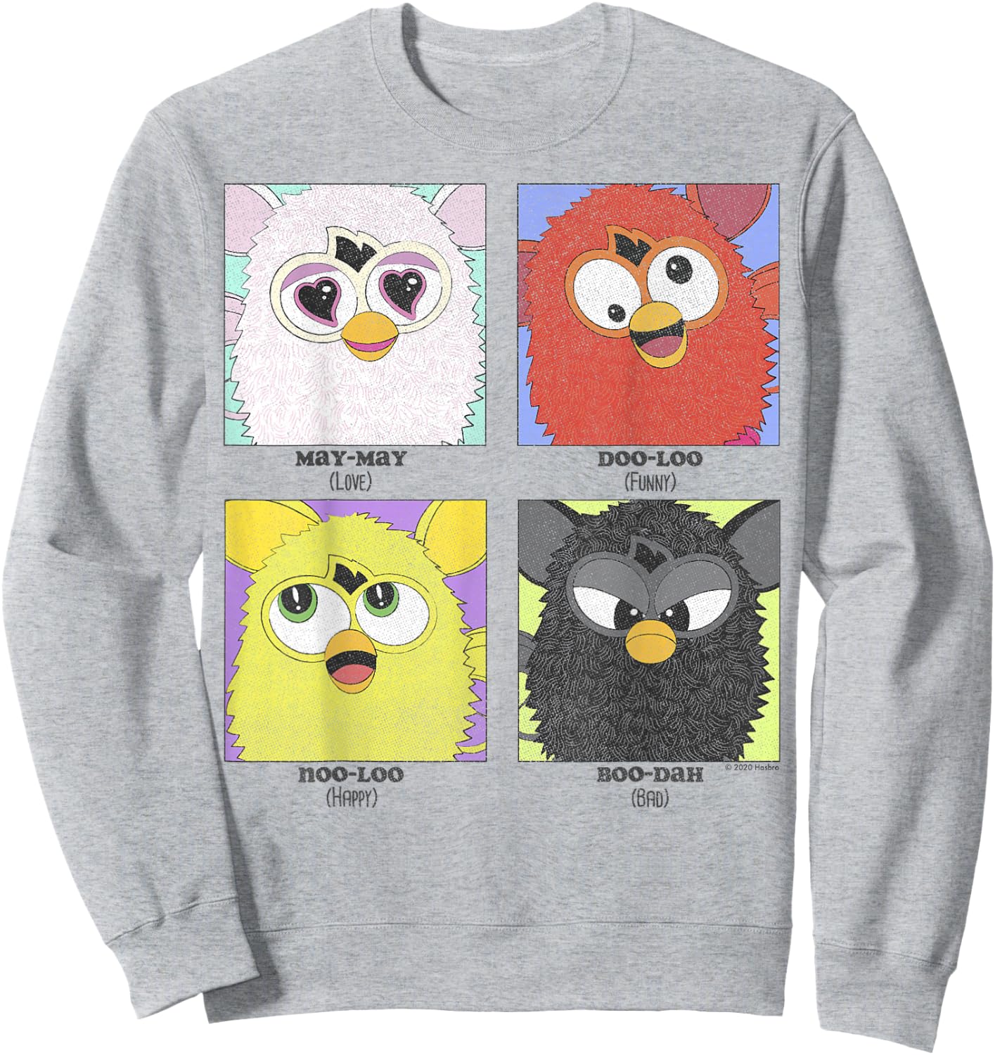 Furby Different Emotions Vintage Box Up Sweatshirt - Sweatshirt | Ash