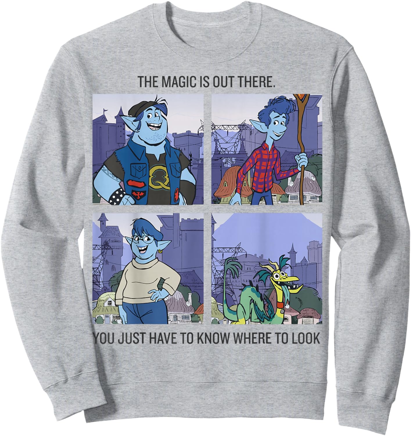 Disney Pixar Onward The Magic Is Out There Panels Sweatshirt - Sweatshirt | Ash