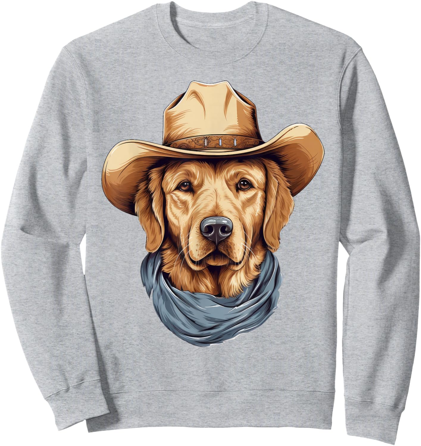 Golden Retriever Dog in Cowboy Hat Golden Retriever Lovers Sweatshirt - Sweatshirt | Ash