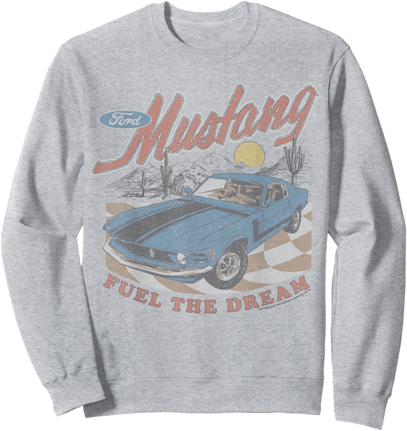 Ford - Mustang Fuel The Dream Blue Car In Desert Landscape Sweatshirt - Sweatshirt | Ash