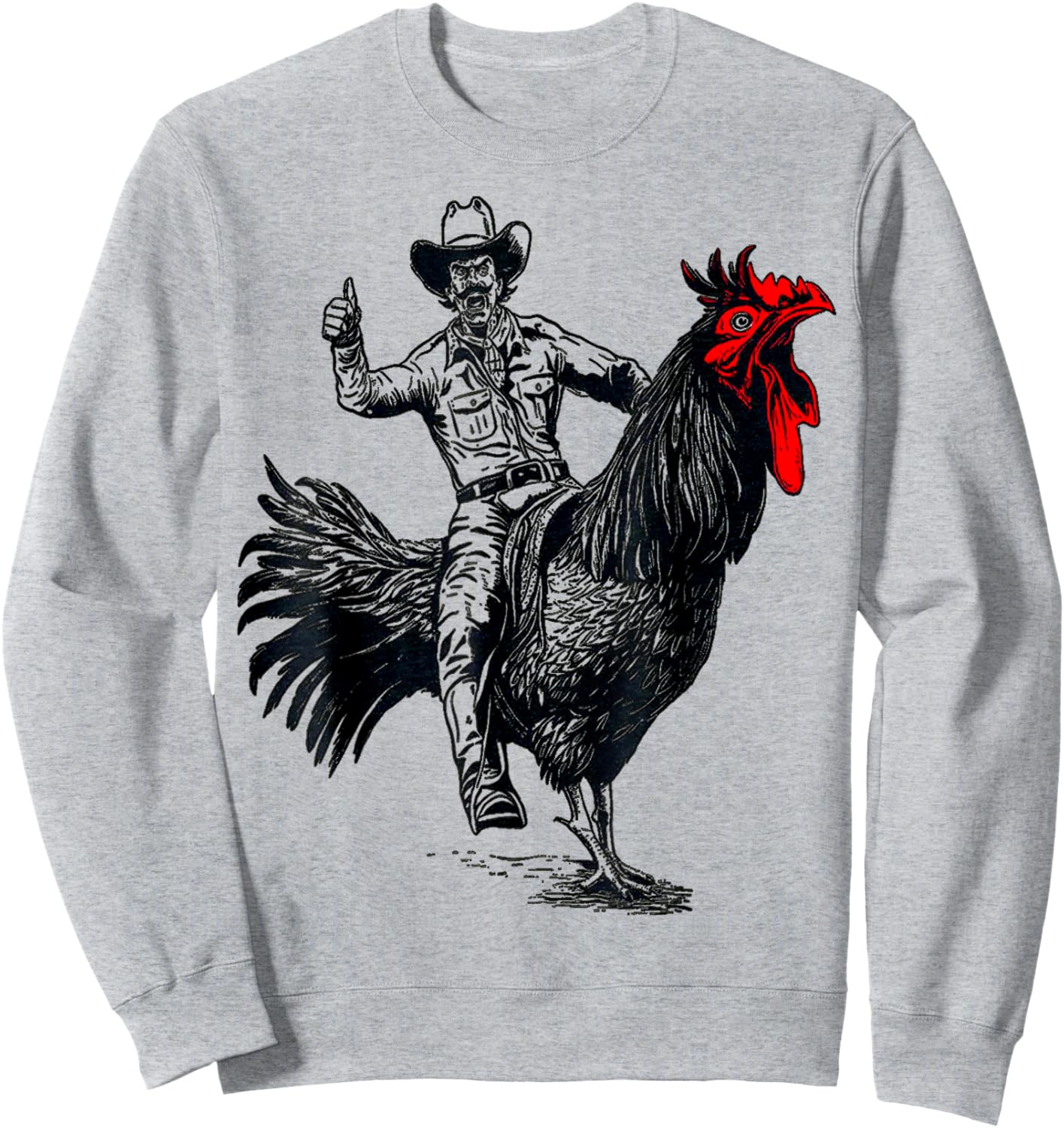 funny design Bachelorette Party cool Cowboy Riding Chicken Sweatshirt - Sweatshirt | Ash