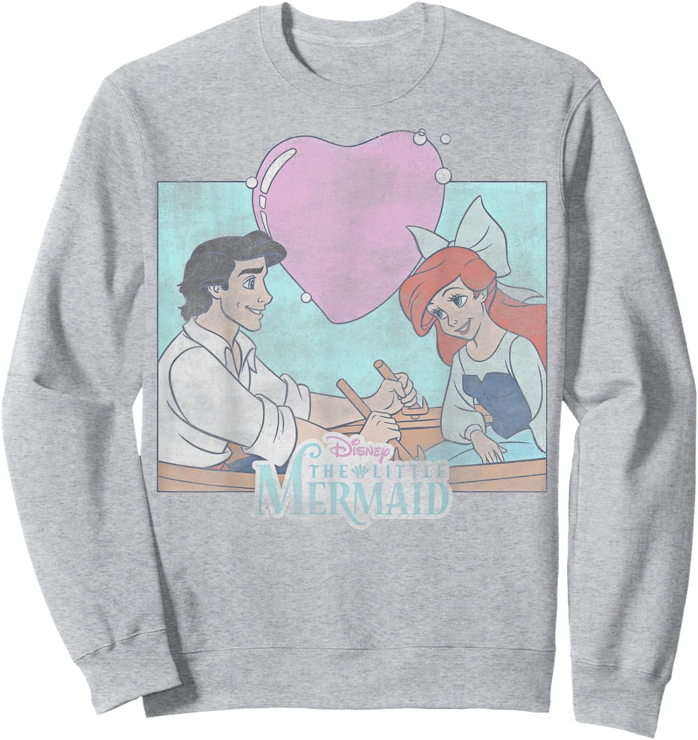 Disney The Little Mermaid Eric & Ariel Heart Portrait Small Sweatshirt - Sweatshirt | Ash