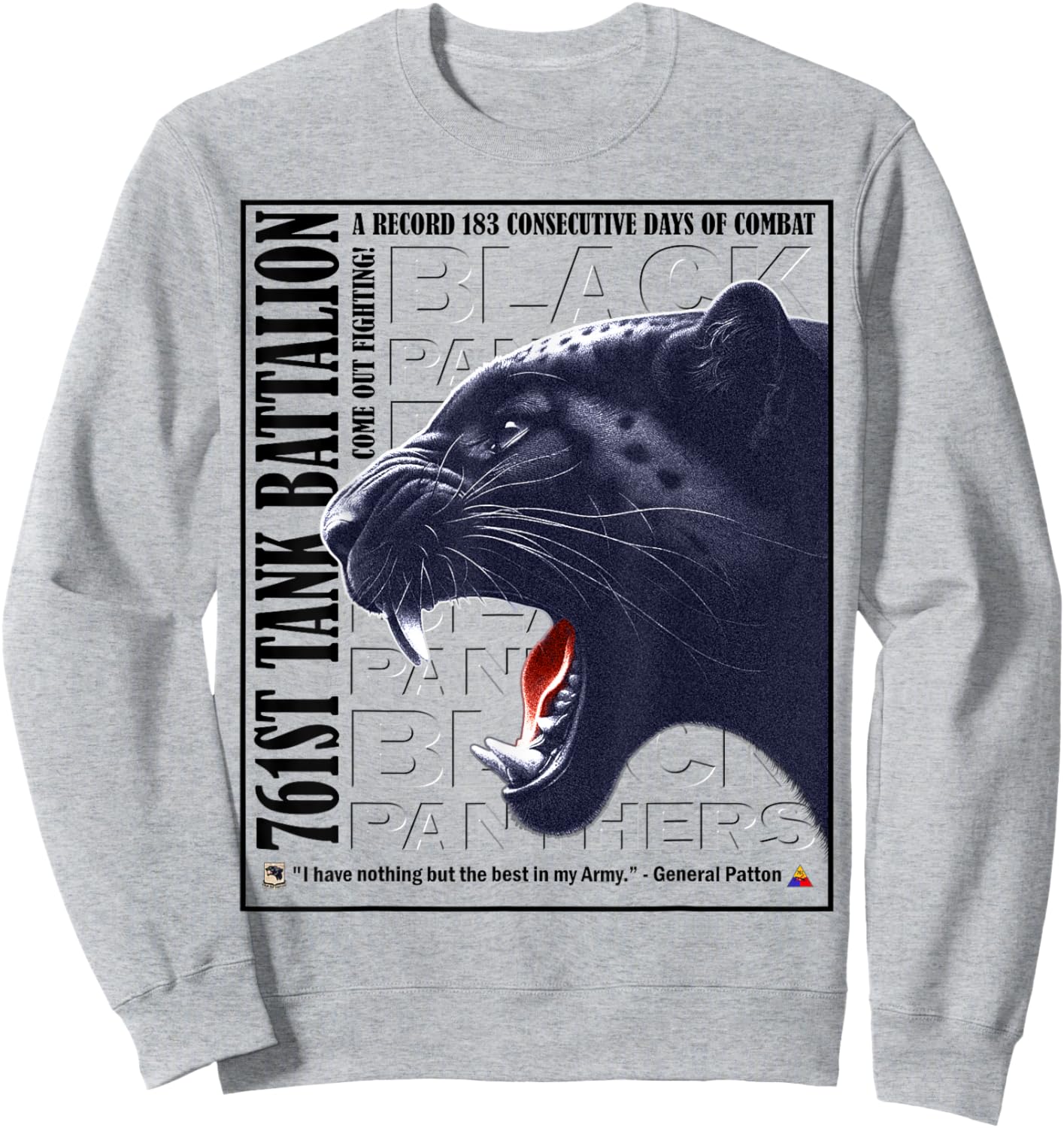 761st Tank Battalion WWII Black Panthers Recognition Sweatshirt - Sweatshirt | Ash