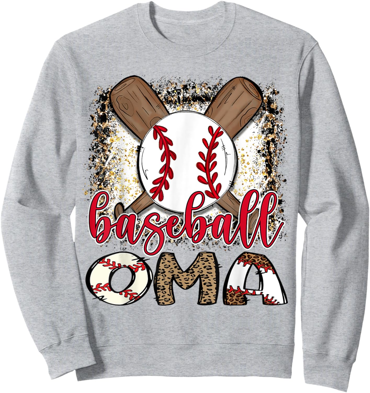 Baseball Oma Leopard Proud Ball Oma Sweatshirt - Sweatshirt | Ash